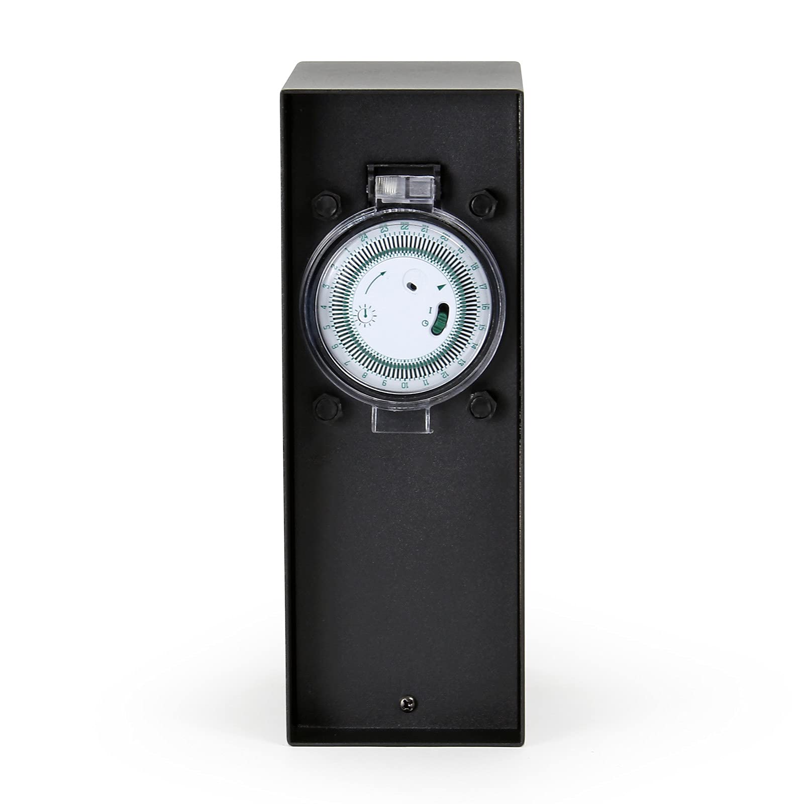 Wiltec Colonna Presa da Giardino 2 prese IP44 con timer nera