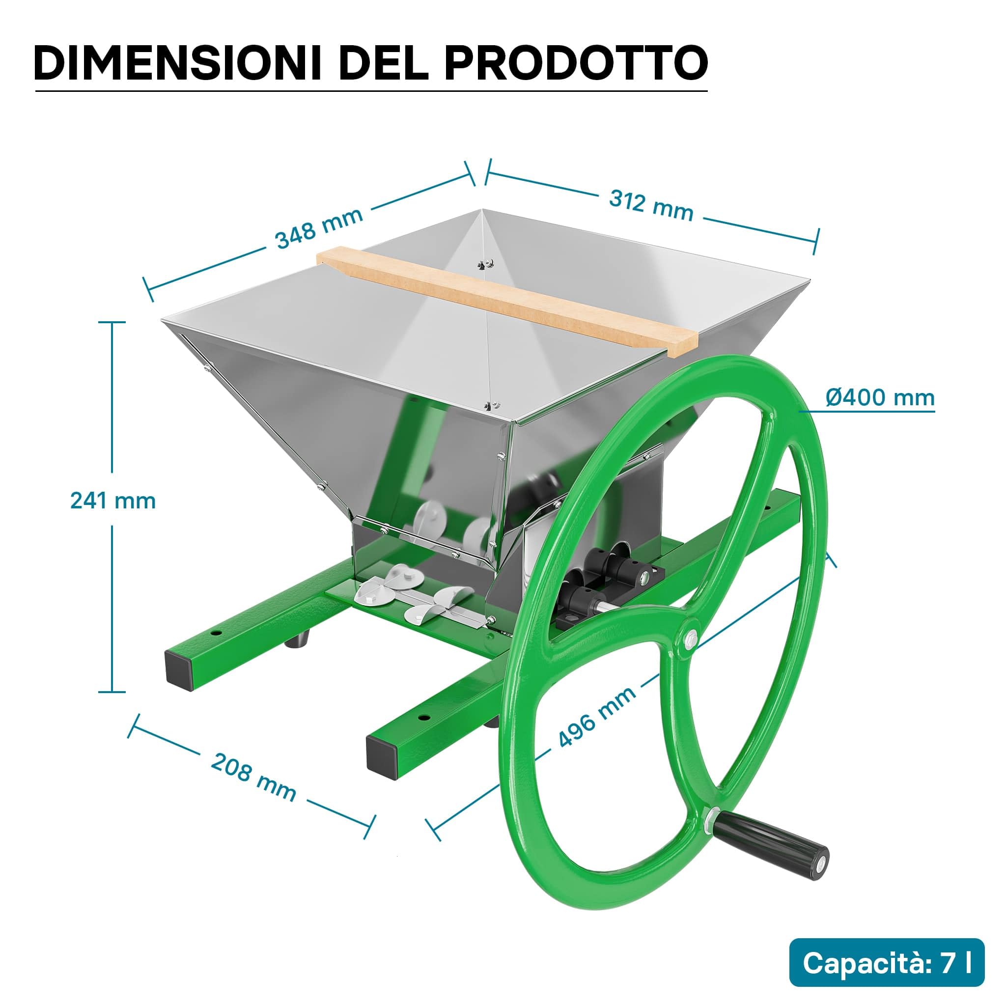 Wiltec Mulino Macina Frutta Manuale 7 Litri per Mele