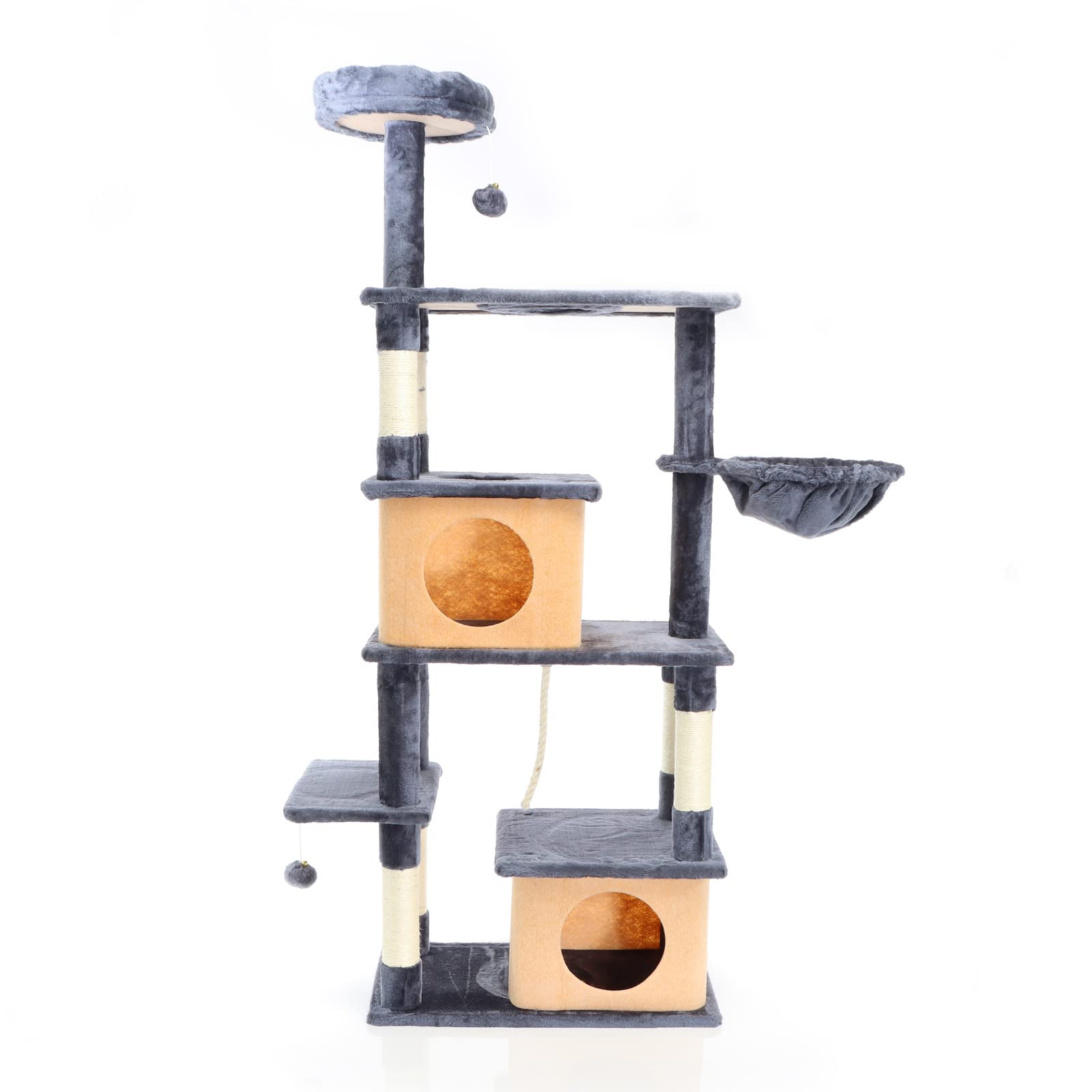 Fudajo Albero Tiragraffi Gatti Grigio Scuro 161 cm Sisal
