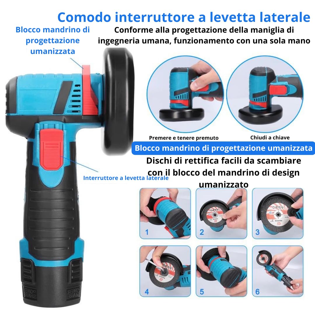 DE ROSA SHOP smerigliatrice angolare batteria 19500 giri