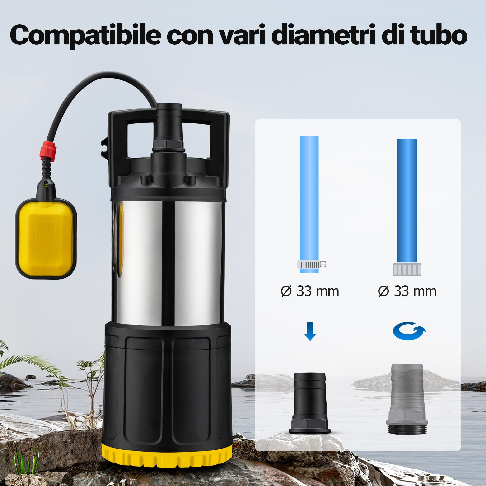Wiltec Pompa sommersa inox 1000 W 30 m 5500 l/h