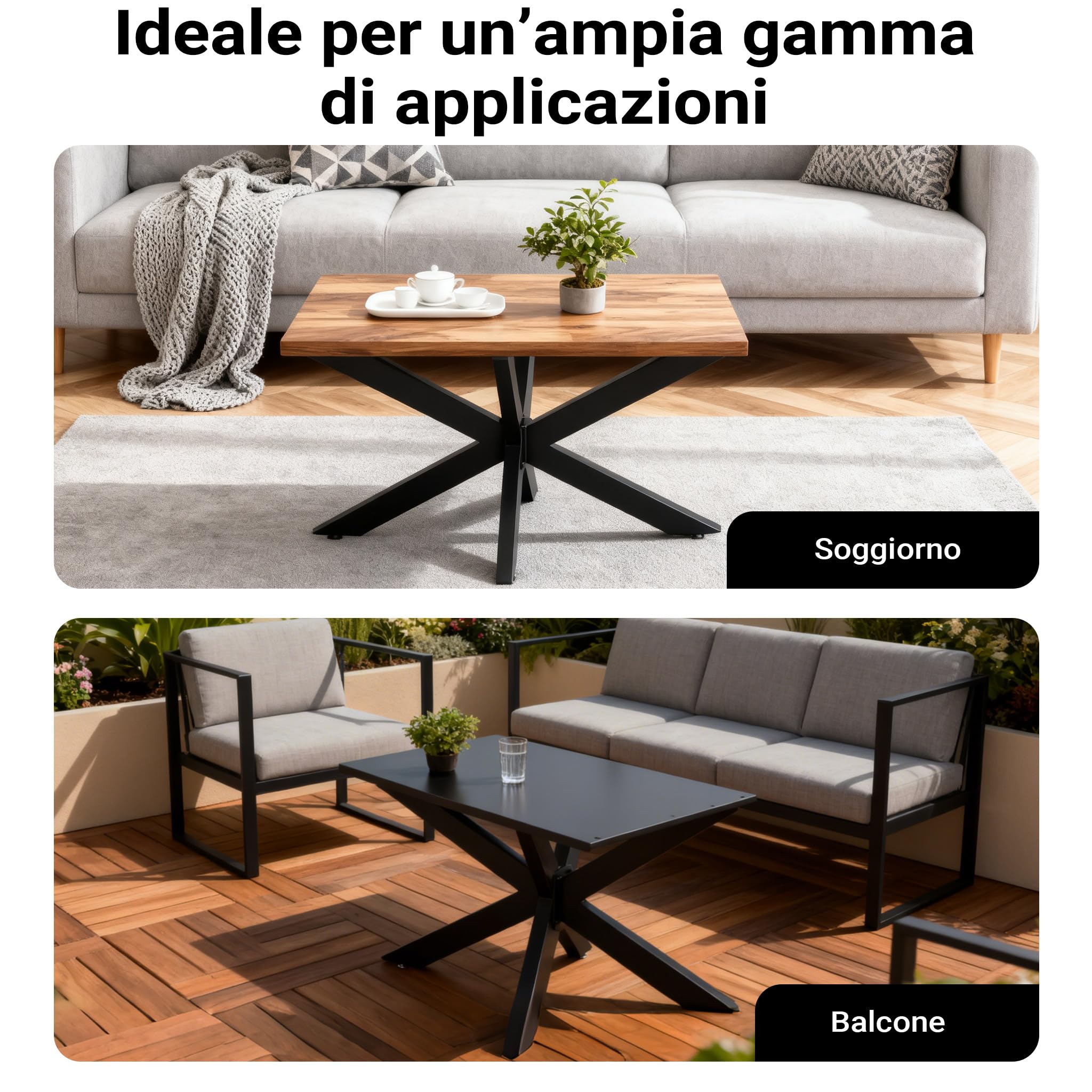 XPOtool Telaio Tavolo Ragno Acciaio Nero 43x58x98 cm