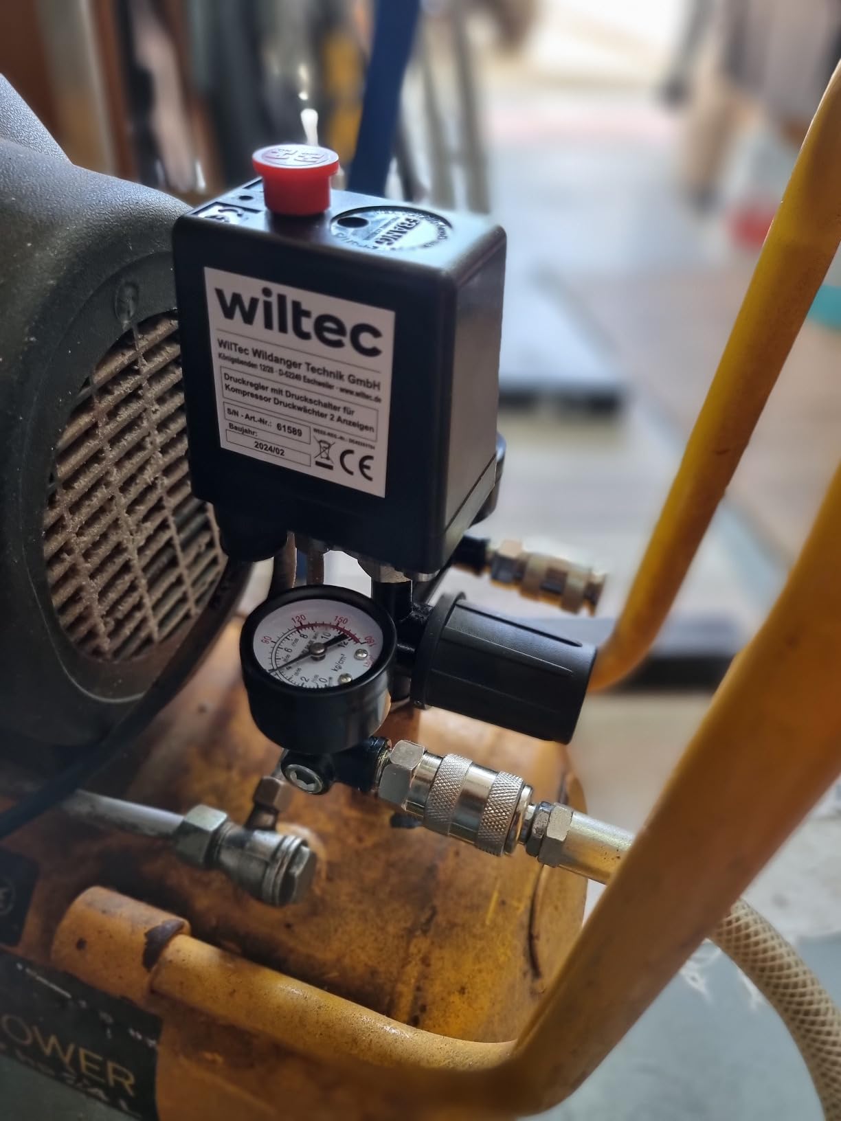 Wiltec regolatore pressione pressostato compressore 8 bar 2 manometri