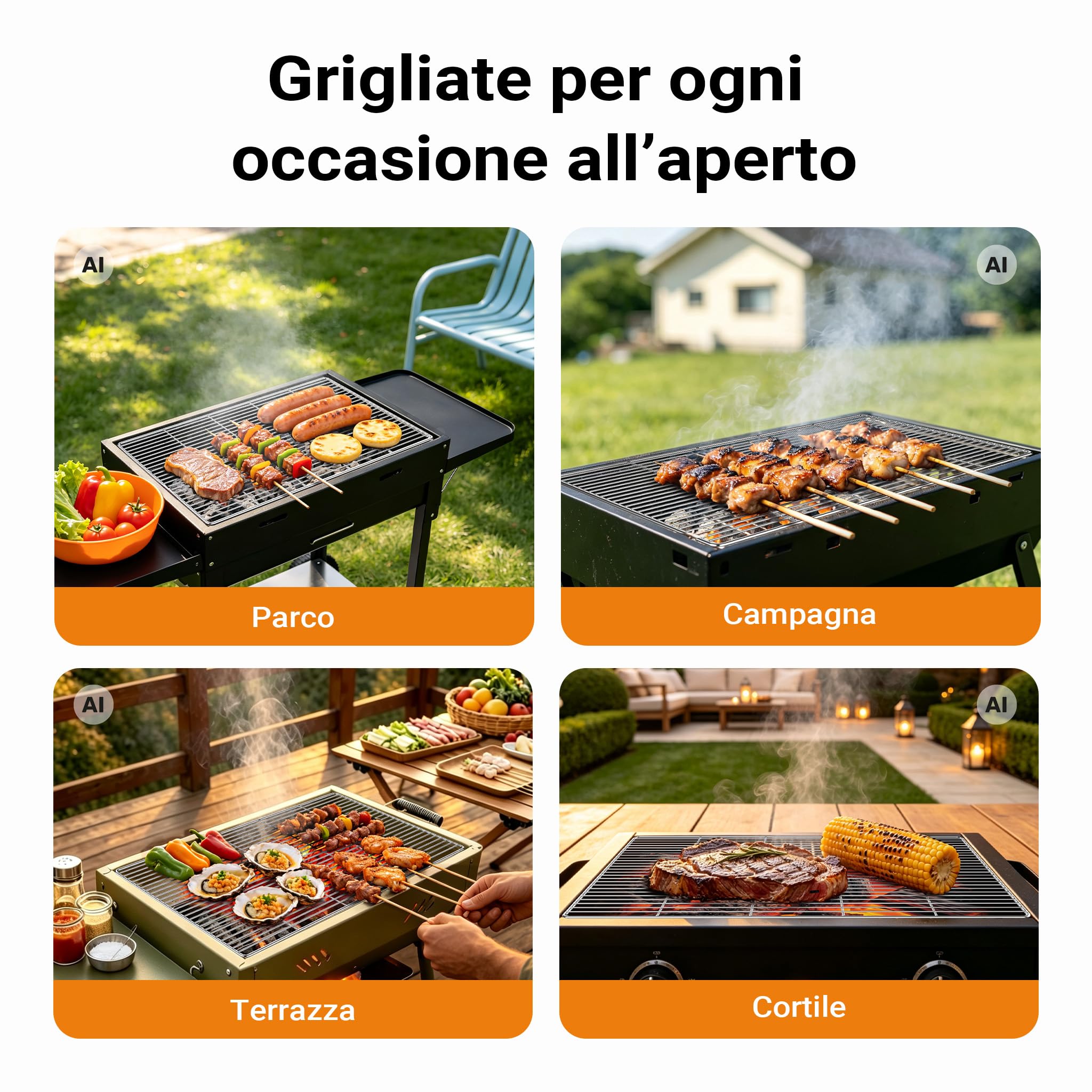 Wiltec Griglia barbecue inox 67x40 cm