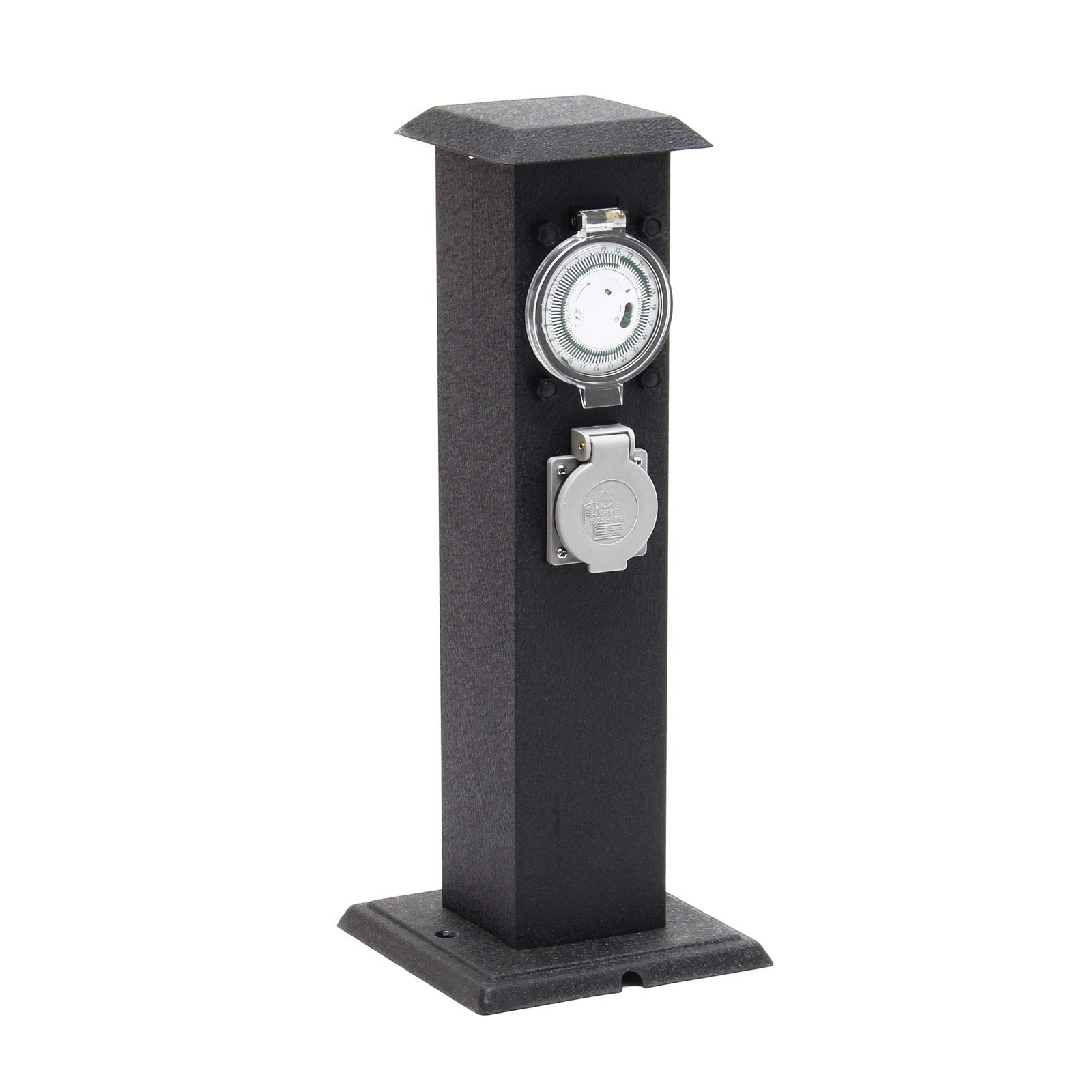 Wiltec Colonna Doppia Nera Multipresa Giardino 2 Prese Timer