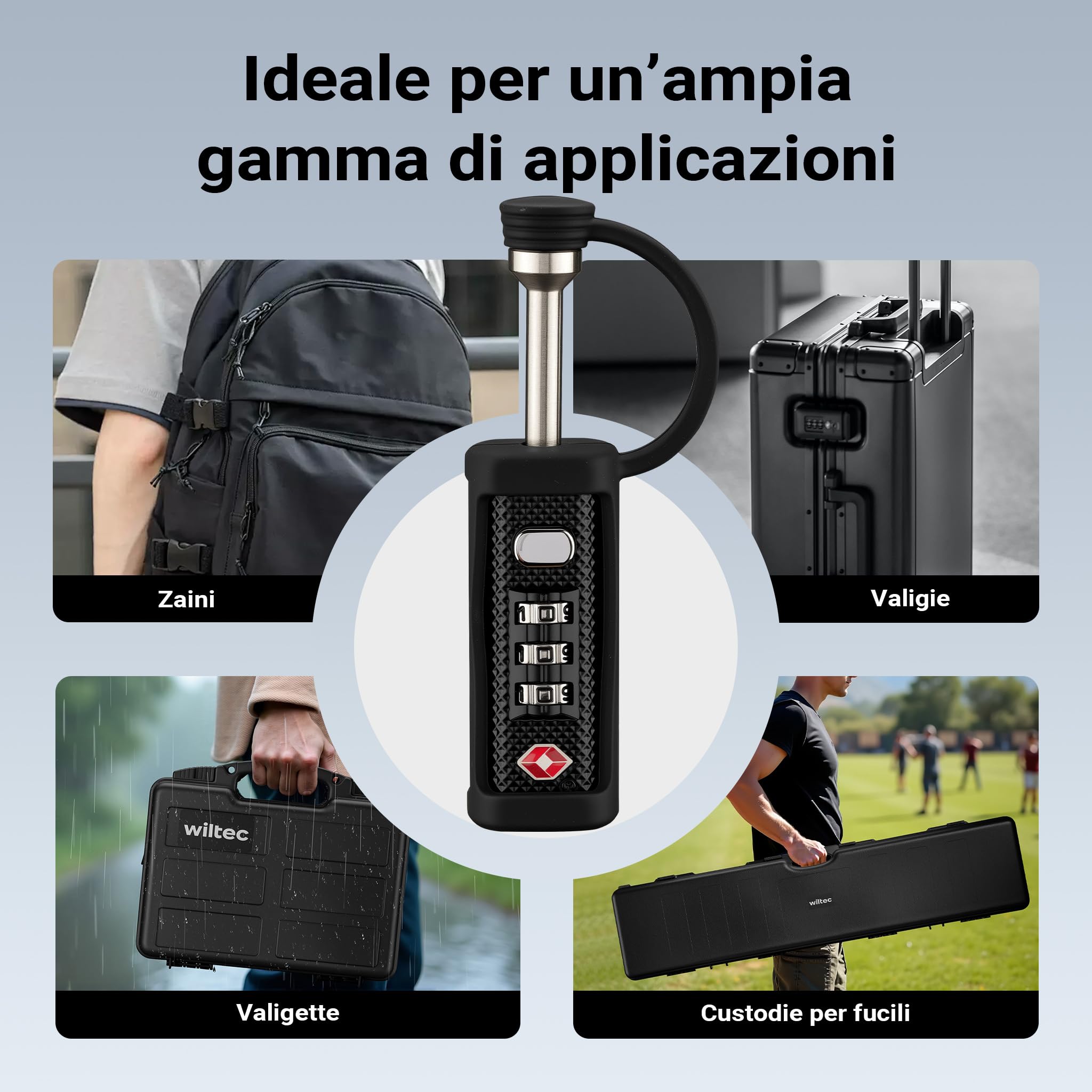 Wiltec Set Lucchetto TSA Valigie Combinazione 1 Pezzo