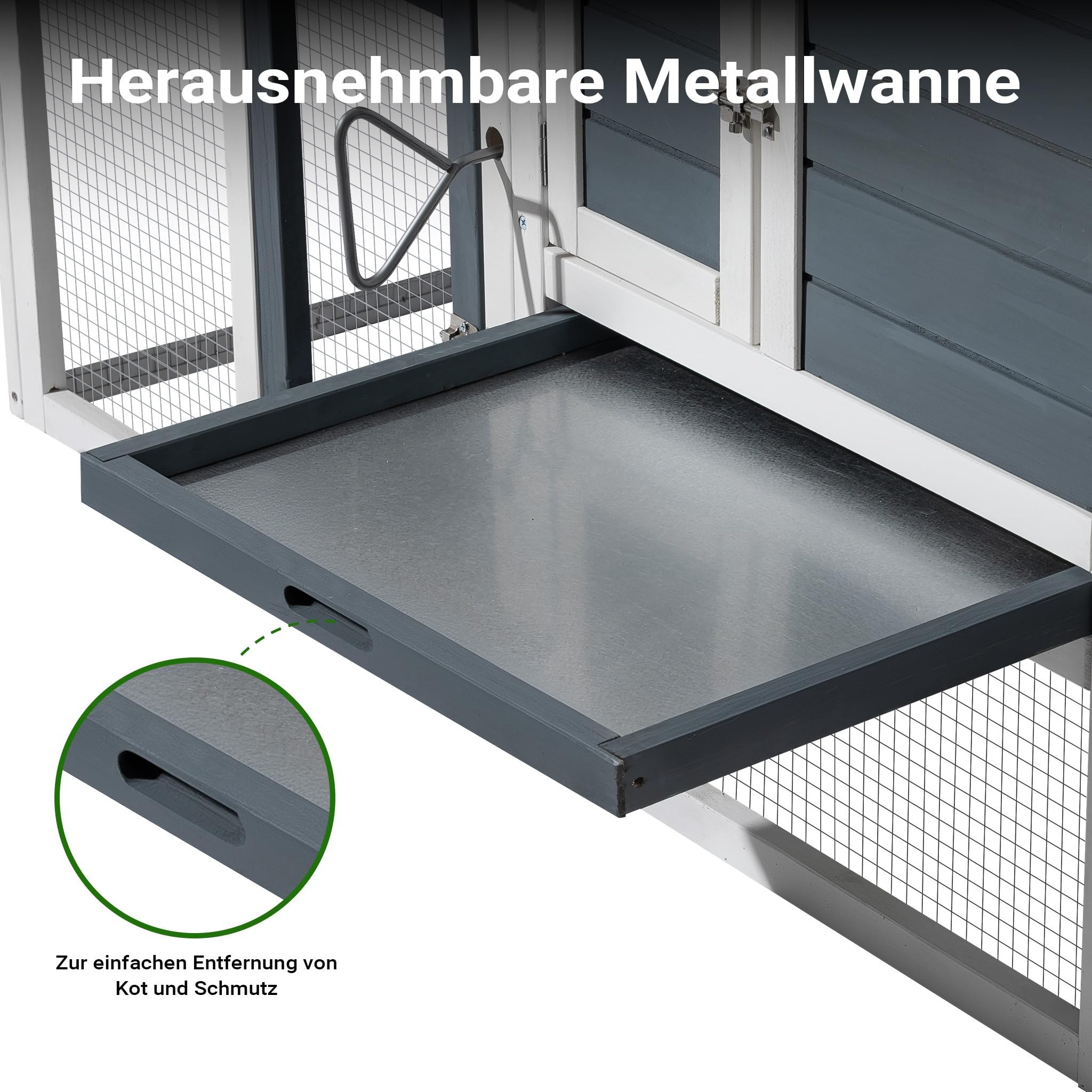 Wiltec Pollaio Legno 152x52x92 cm con Recinto Grigio