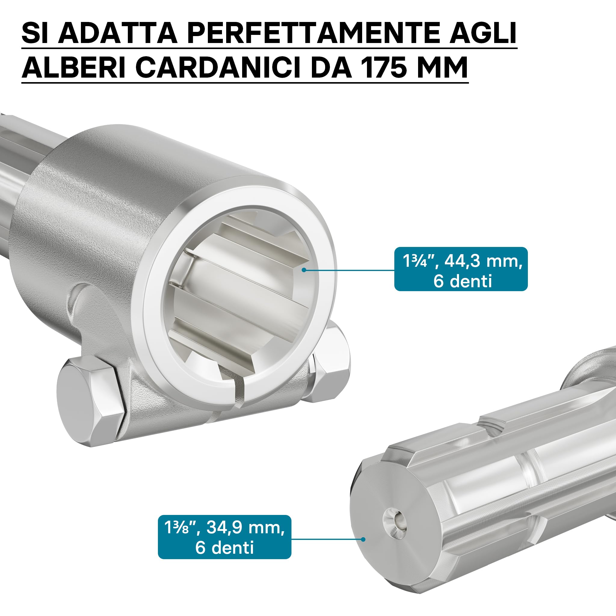 Wiltec boccola albero cardanico 175 mm 1 3/8 6D acciaio