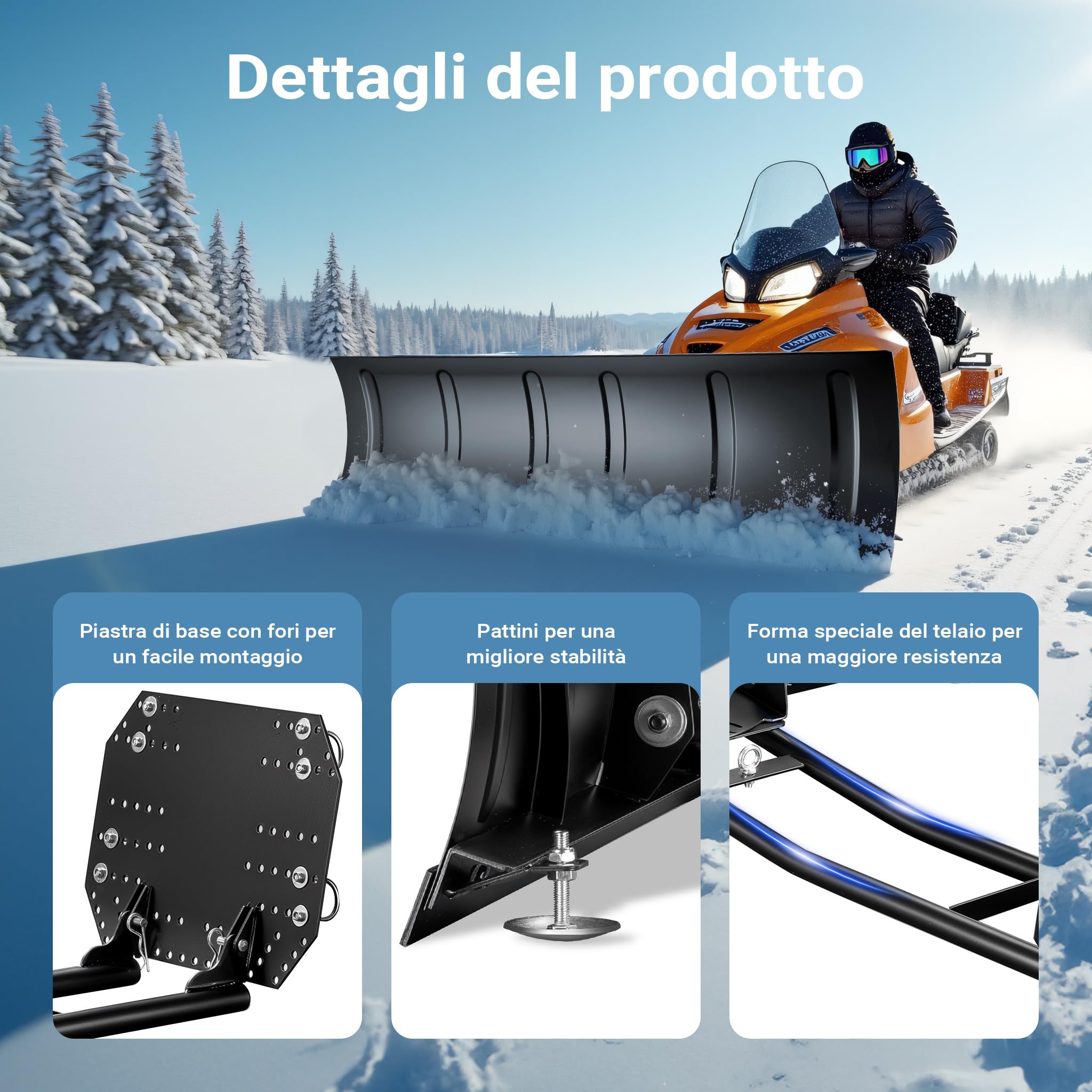 Wiltec Spazzaneve Quad 140x40cm 5 Posizioni Acciaio