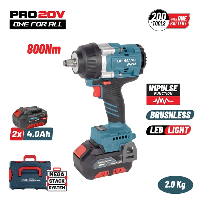 Bormann Pro BBP5388X44C avvitatore impulsi 20V 800Nm 2x4Ah