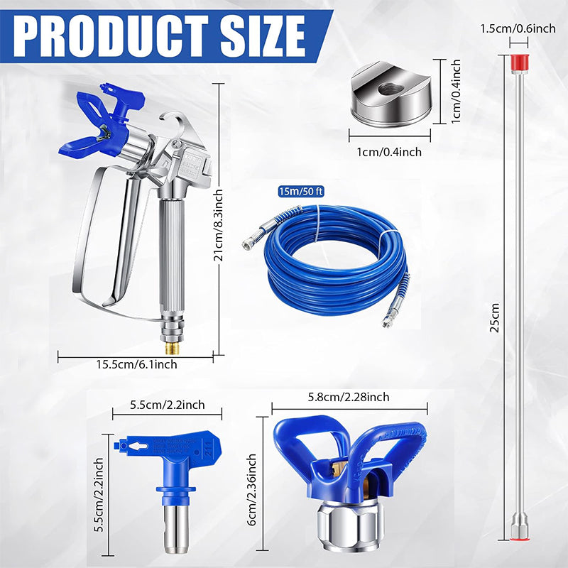Tilswall Kit Tubo Airless 15 m Pistola 3600 PSI 3 Ugelli