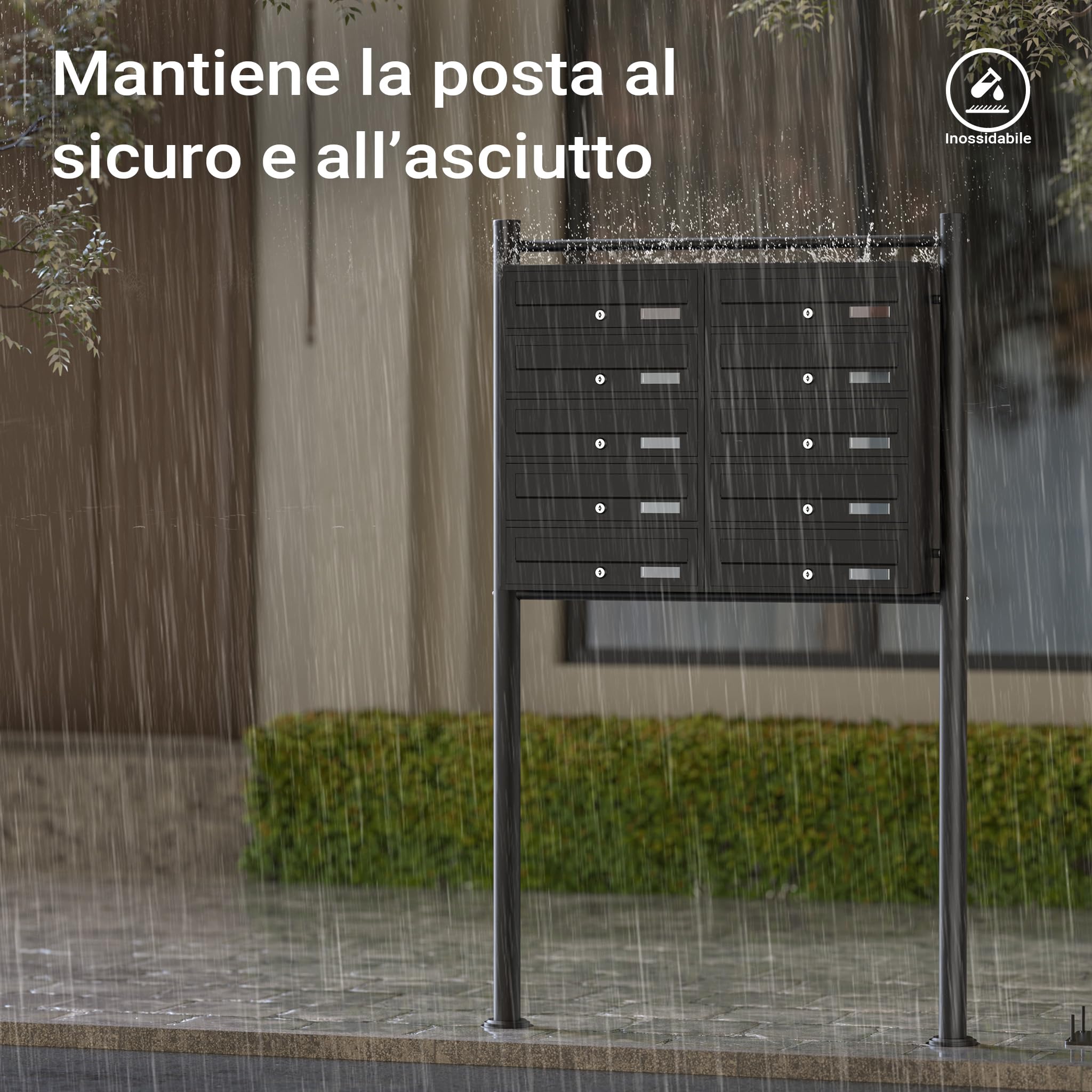 Wiltec Cassetta Postale Condominiale 10 Posti Nera Autoportante