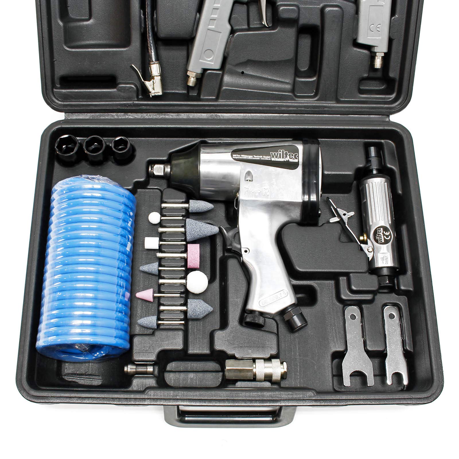 Wiltec Kit Accessori Compressore 27 pezzi utensili pneumatici 4 utensili