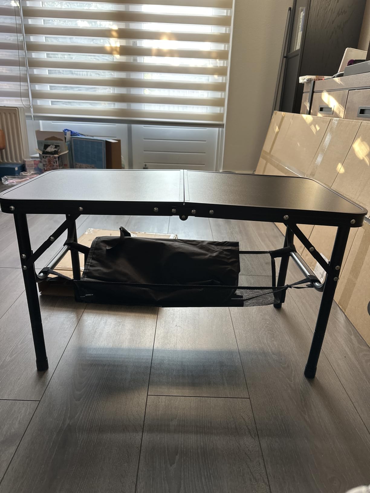Wiltec Toboli Tavolo Campeggio Alluminio 80x40 cm Nero Altezza