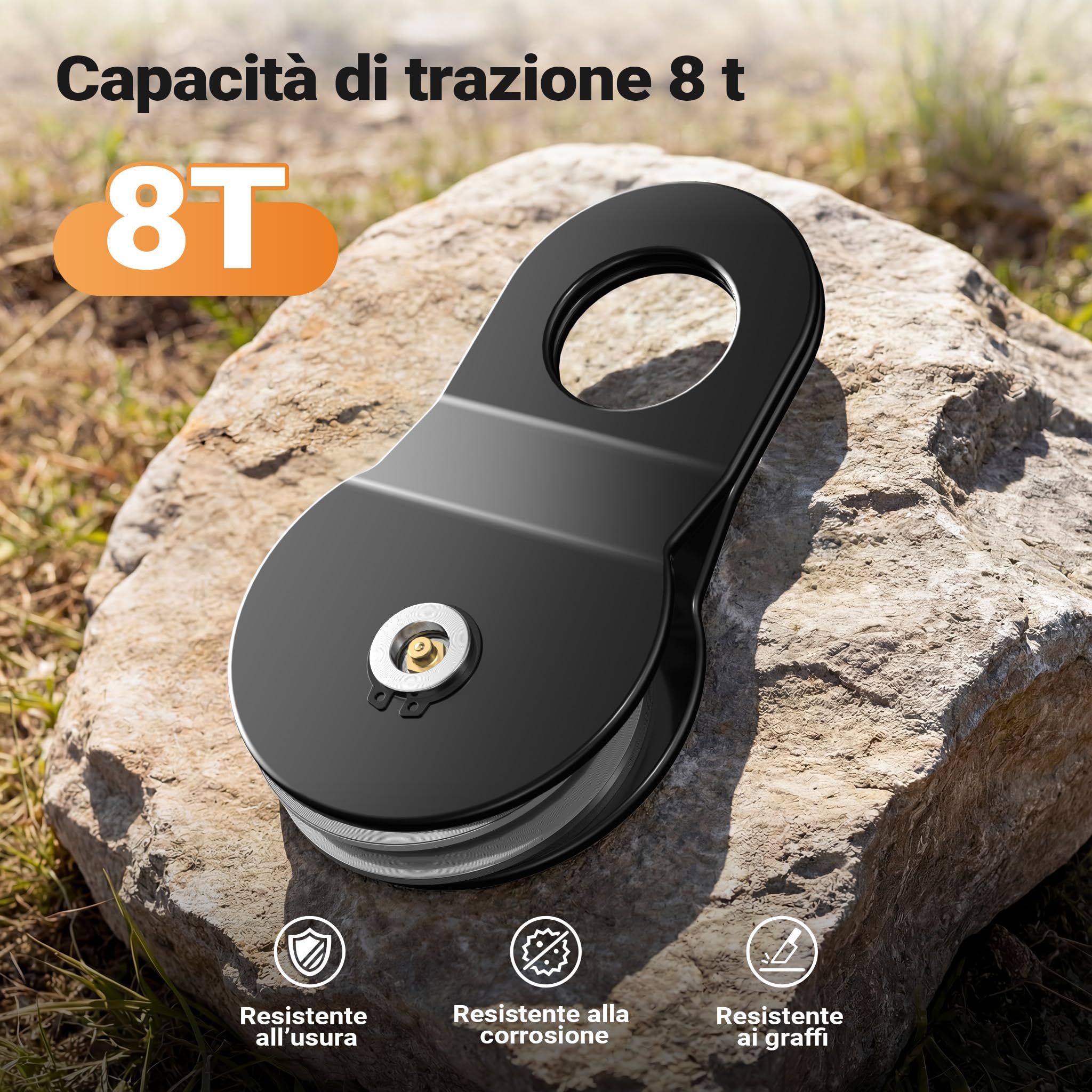 Wiltec 51955 Puleggia Carrucola 8T Verricello Forestale 8000kg
