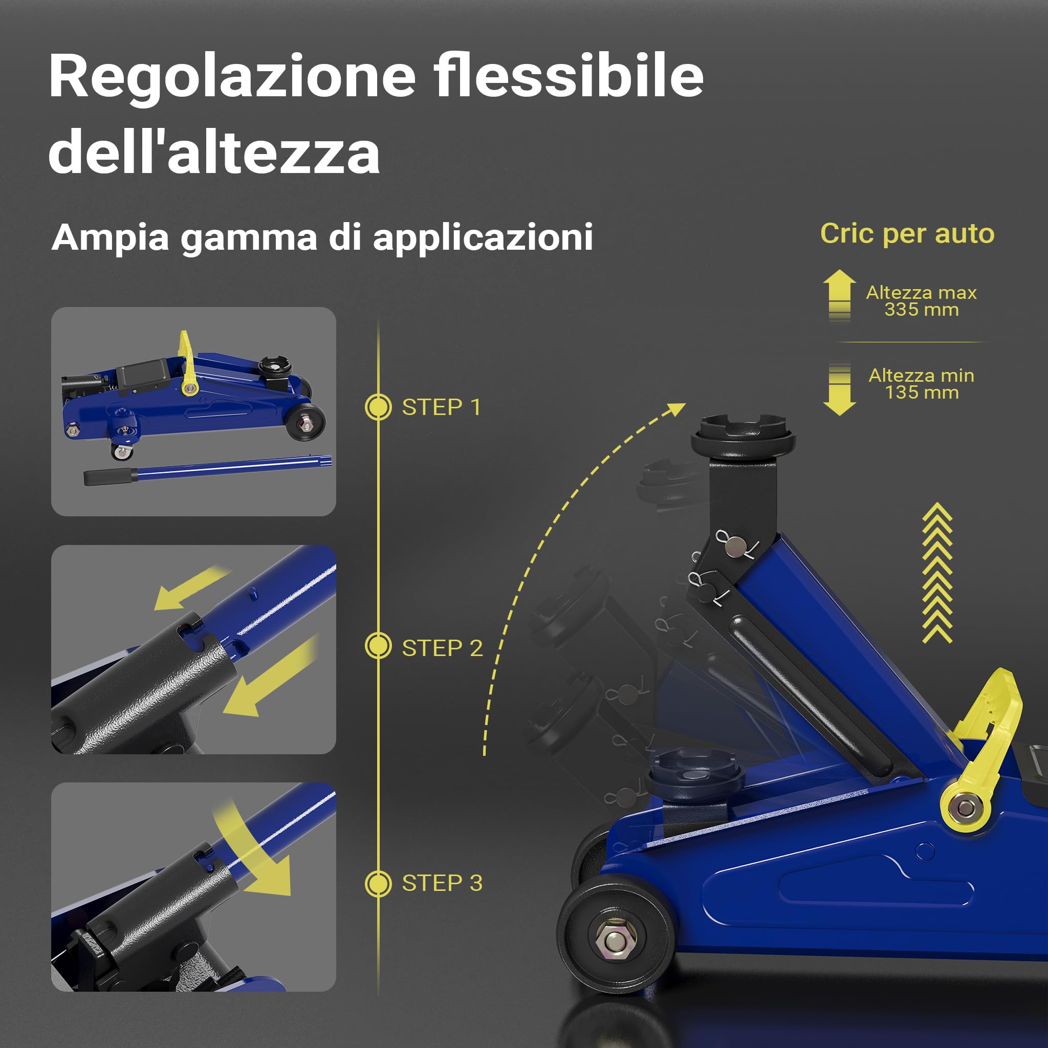 Wiltec Set cric 2t + 2 cavalletti auto acciaio