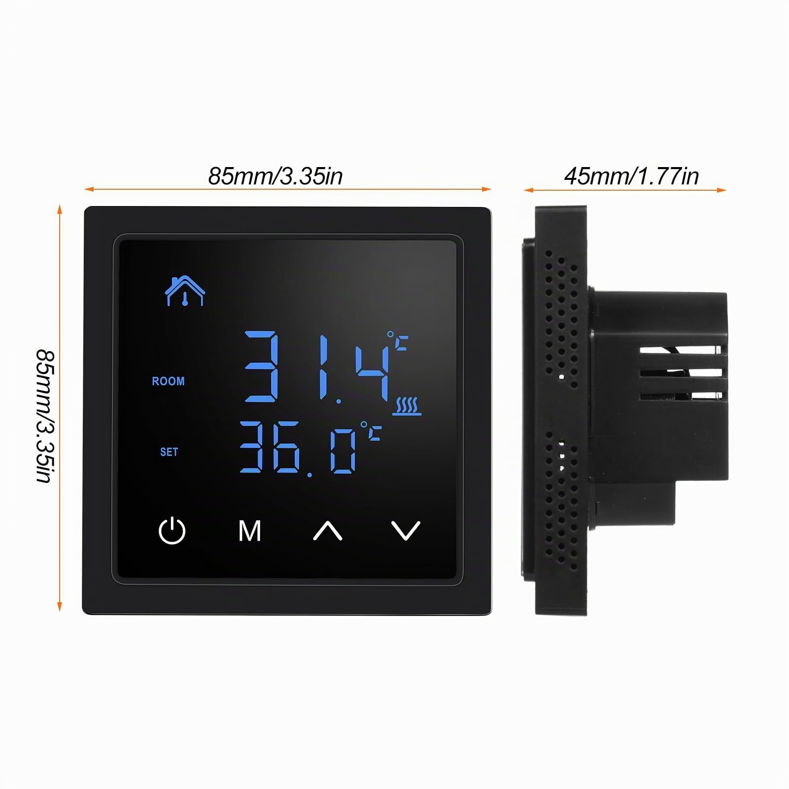 Weytoll Termostato Intelligente 16A Termostato Nero Pavimento Elettrico