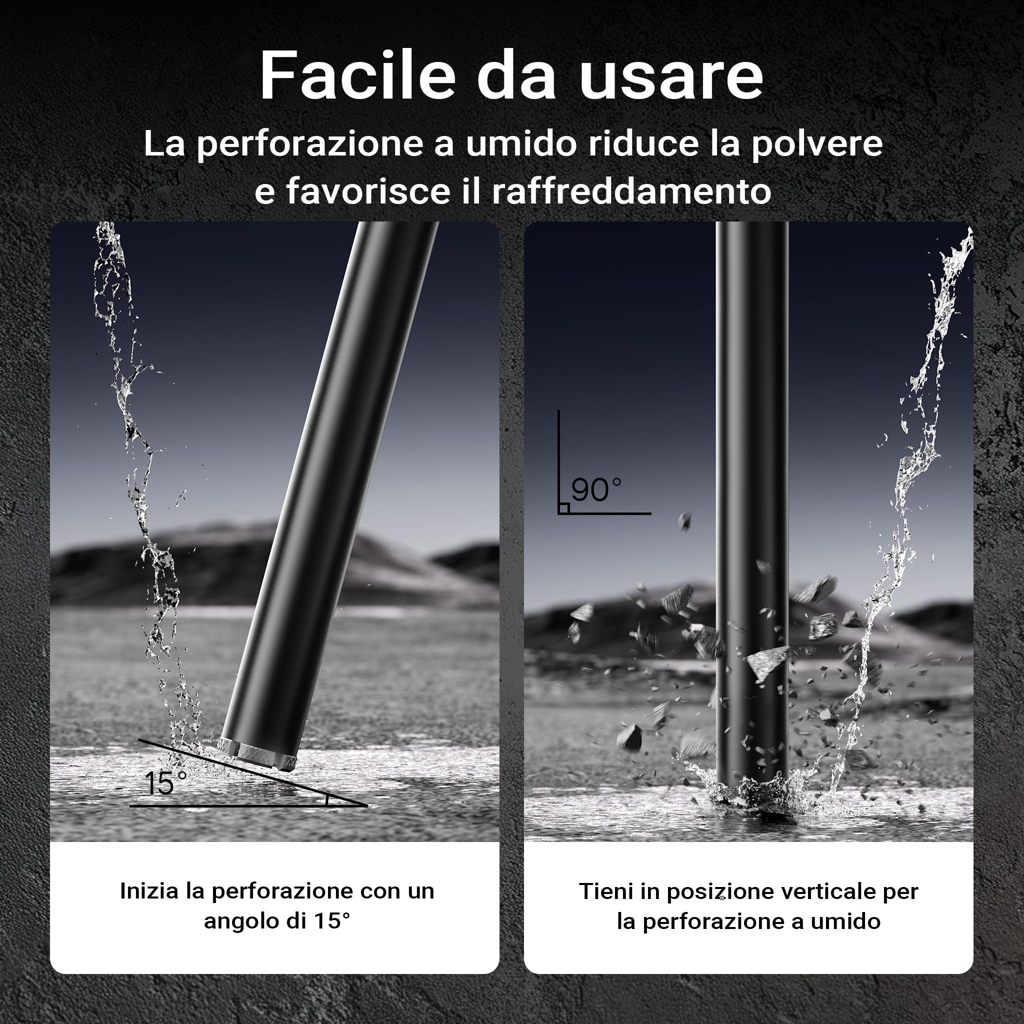 Wiltec corona diamantata 52 mm 450 mm per umido
