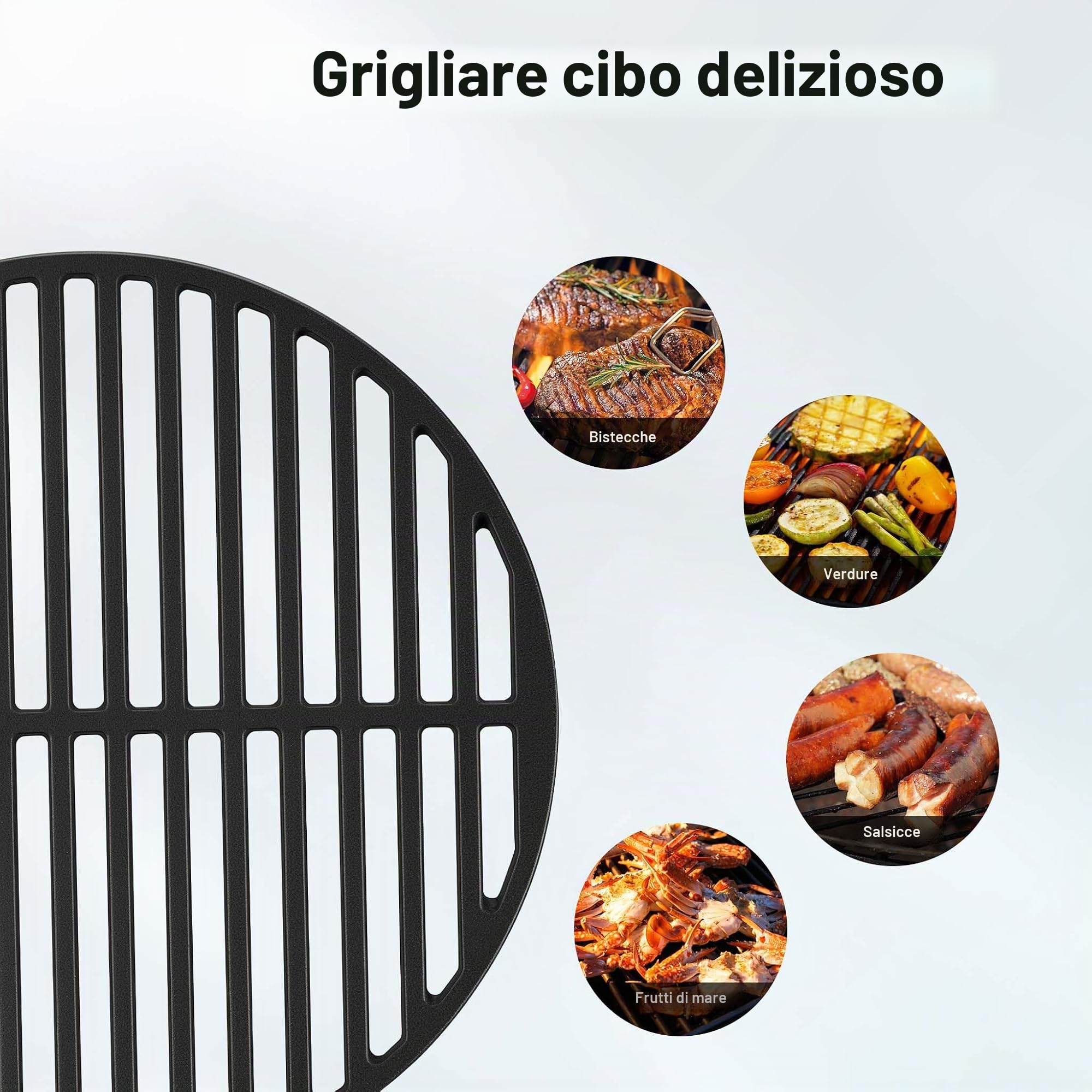 Wiltec Griglia Barbecue Ghisa Rotonda 54,5 cm Smaltata