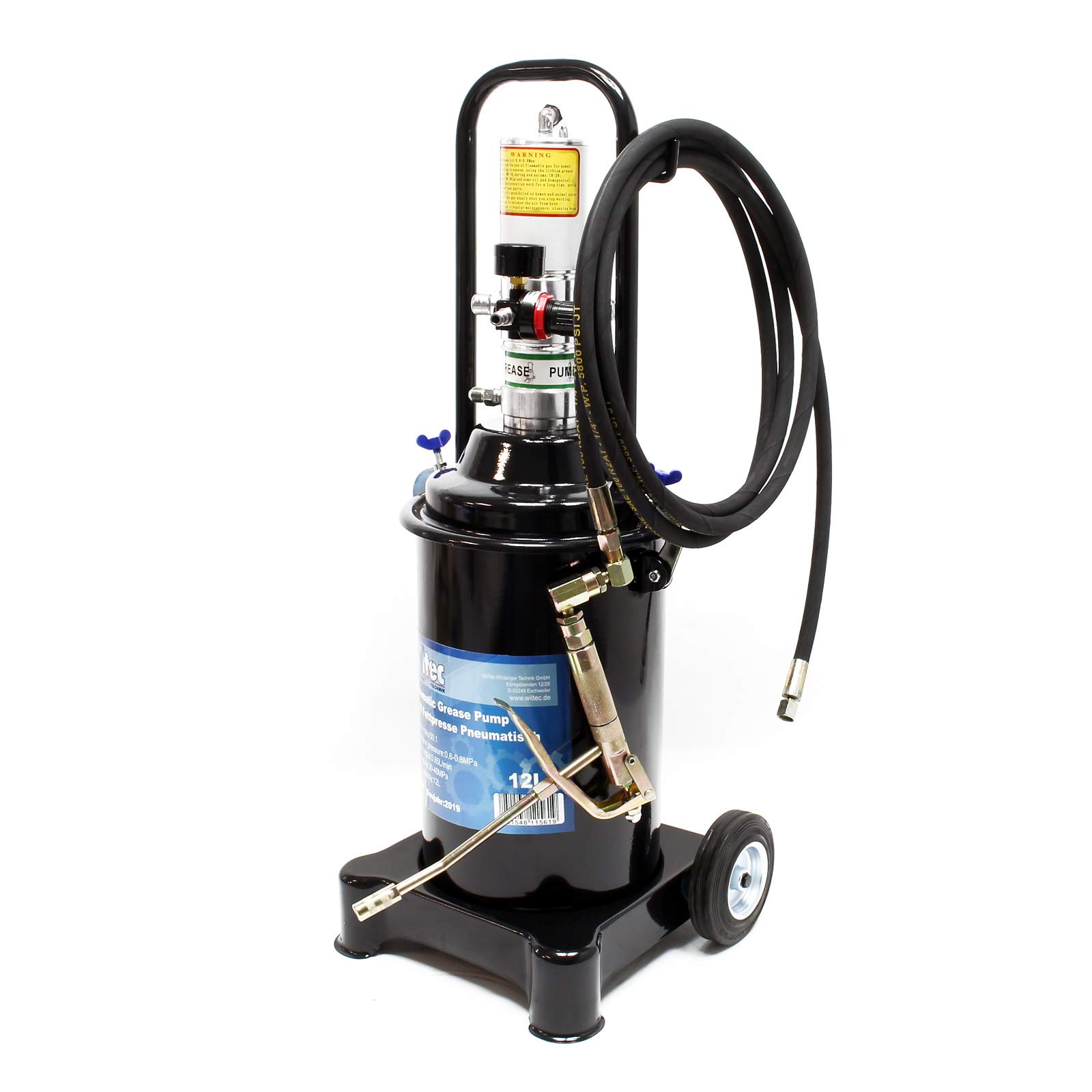 Wiltec Ingrassatore aria compressa 12L carrellato professionale