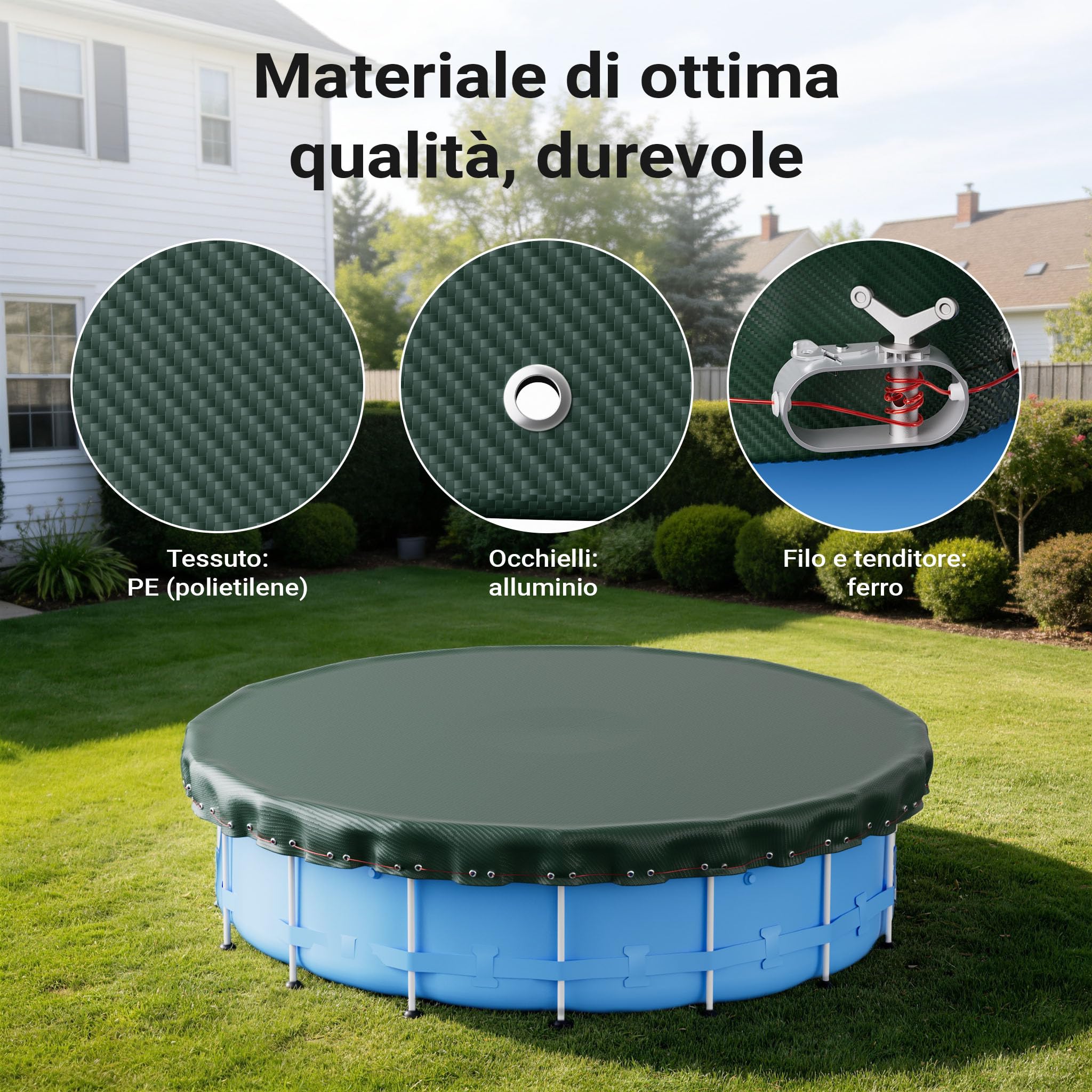 Wiltec Telo Copertura Piscina Rotonda 520 cm 2in1