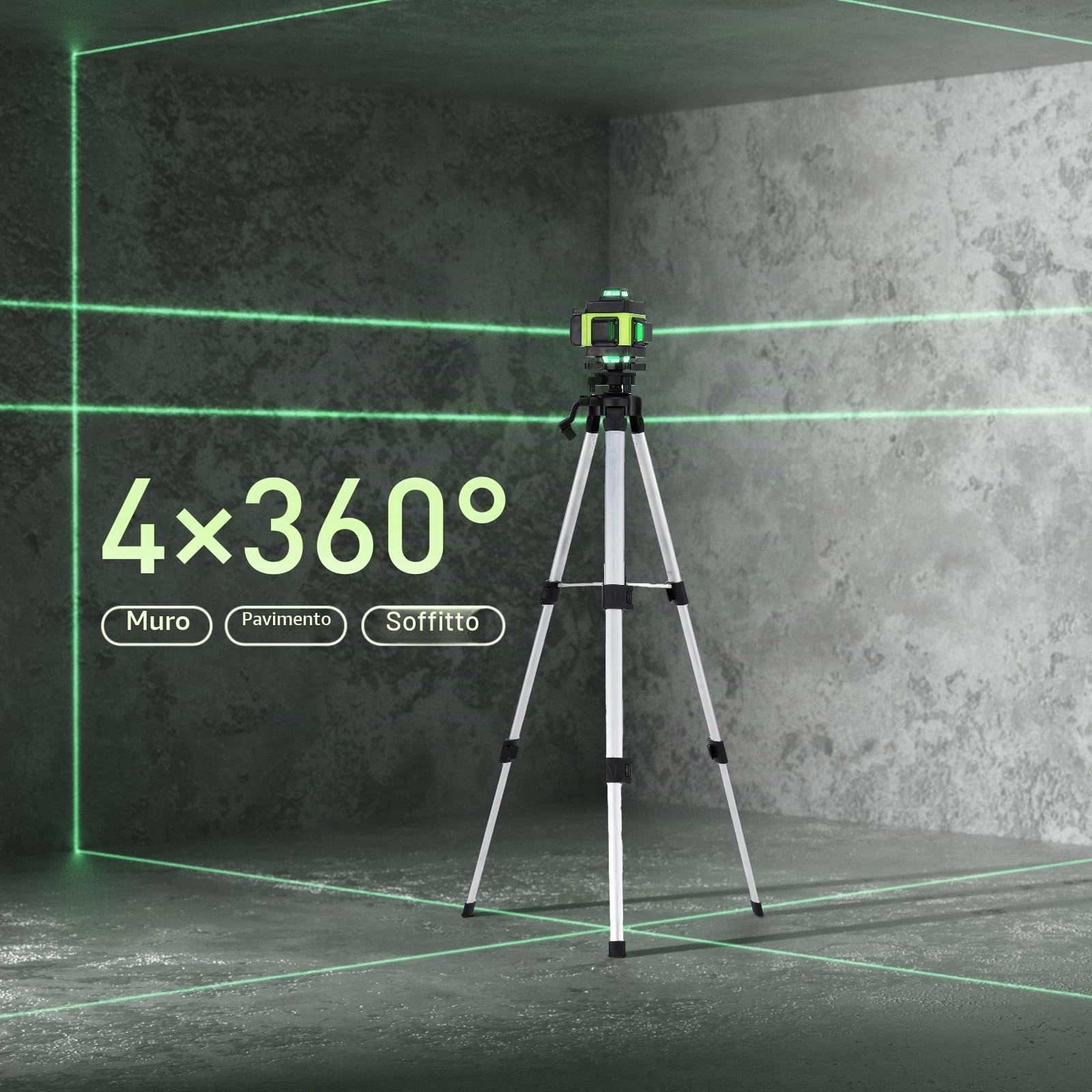 Weytoll Livella laser 16 linee verde IP54 treppiede 25 m