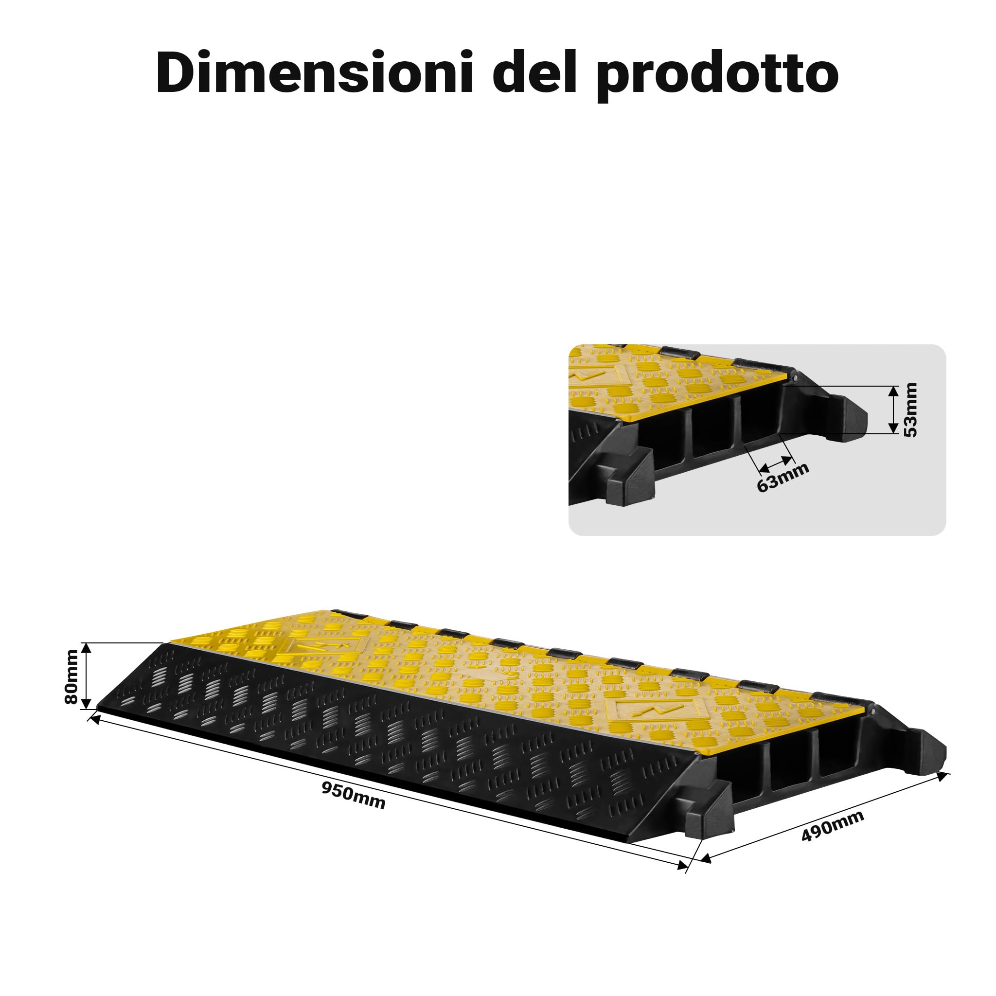 Wiltec canalina passacavi carrabile 95x49x8cm 3 canali 30t