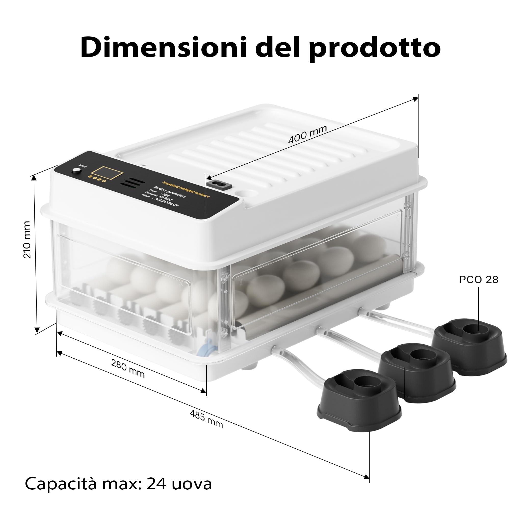 Wiltec Fudajo incubatrice automatica 24 uova 80W