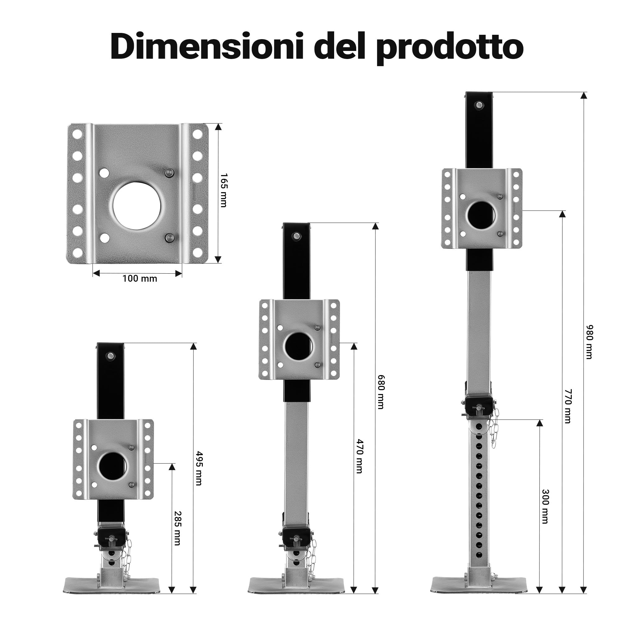 Wiltec Piede Stabilizzatore 900kg Manovella Laterale Girevole