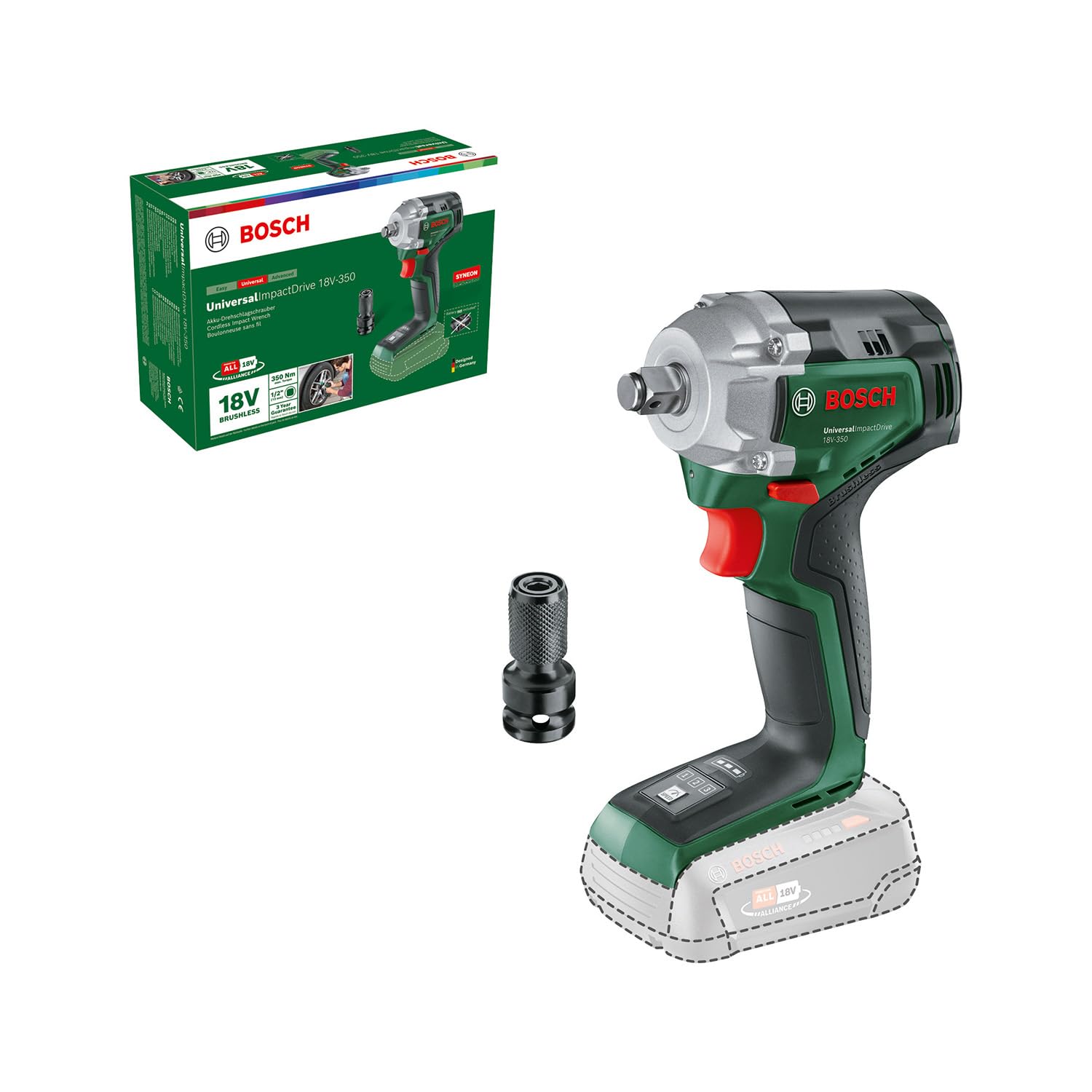 Bosch UniversalImpactDrive 18V-350 avvitatore +3 bussole