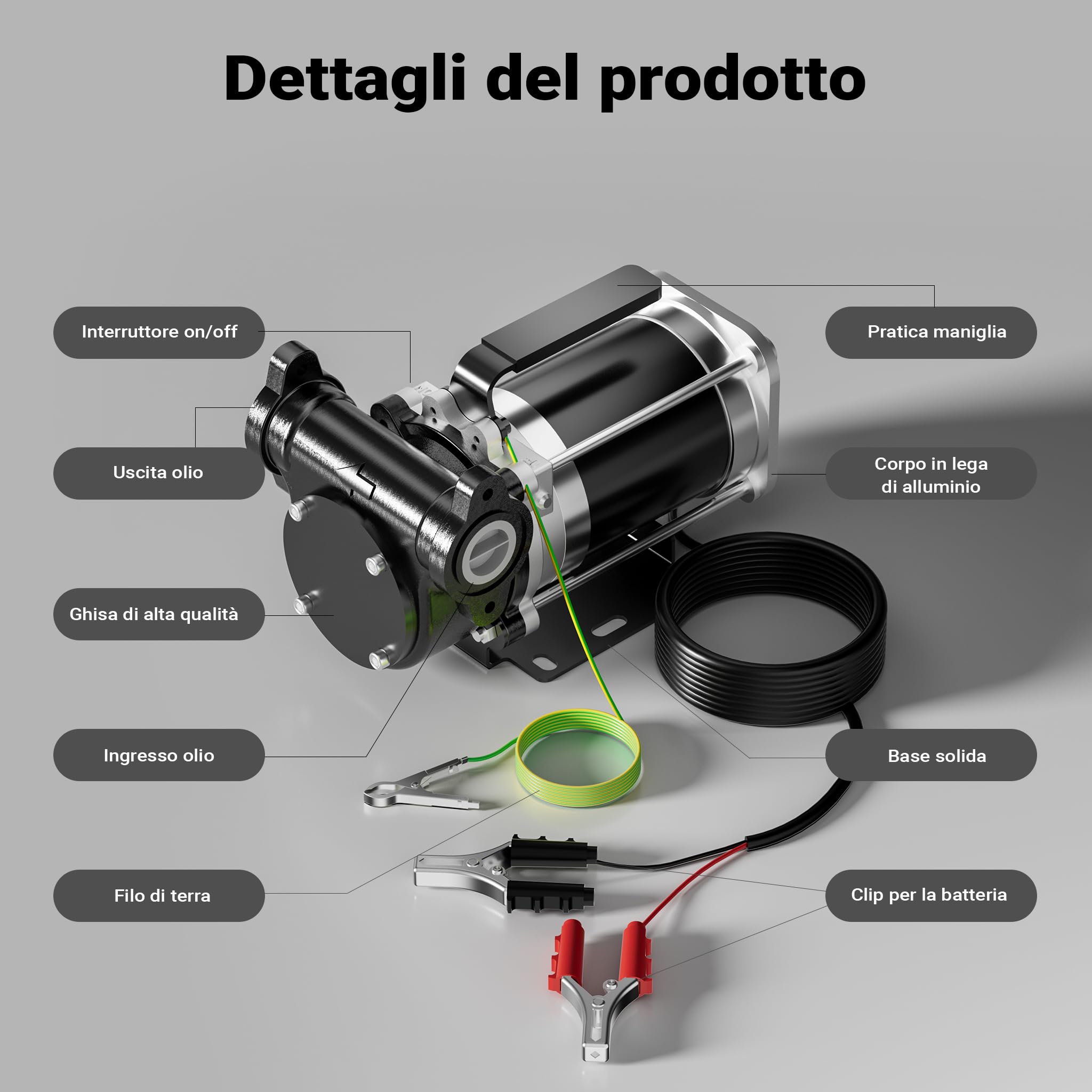 Wiltec Pompa Travaso Carburante 12V 57 L/min 180W Gasolio