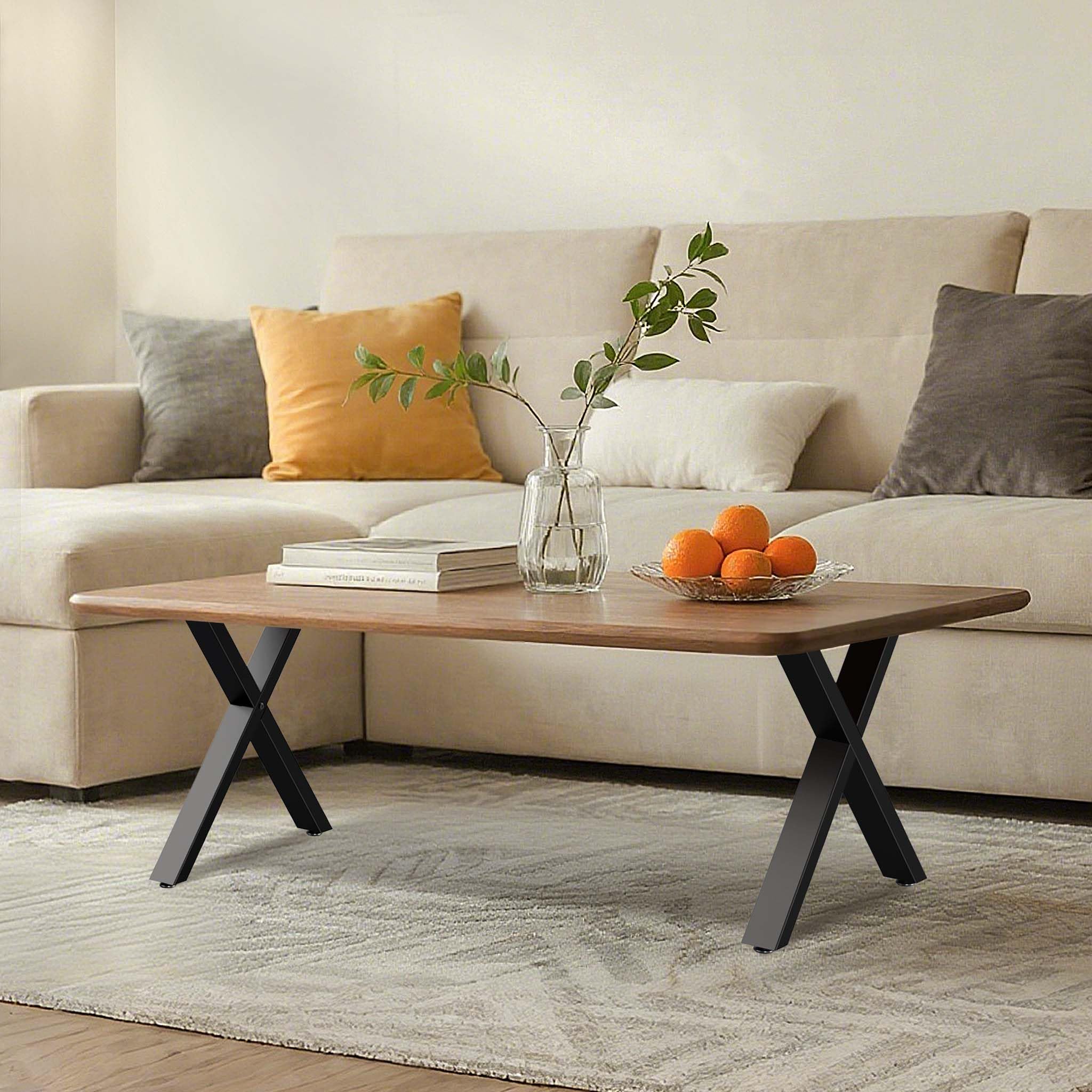 Wiltec Base Tavolo 72x60 cm Gambe a X Nero Acciaio