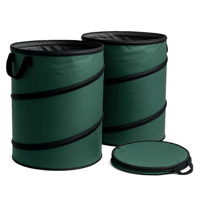 Wiltec sacchi foglie pop-up 100 L verdi 3 pezzi 600D
