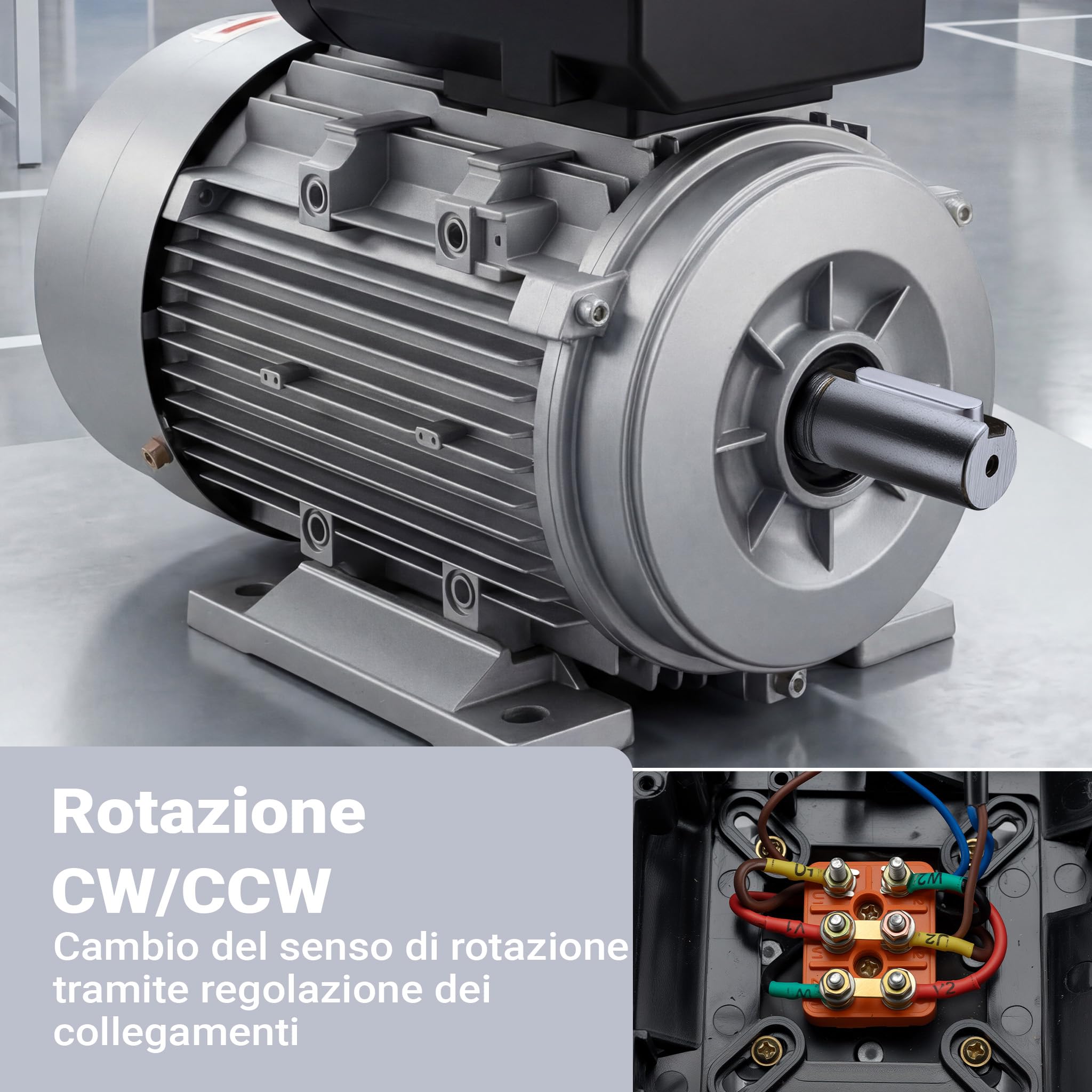 Wiltec Motore Elettrico Monofase 2,2kW 230V Alluminio 2850 giri