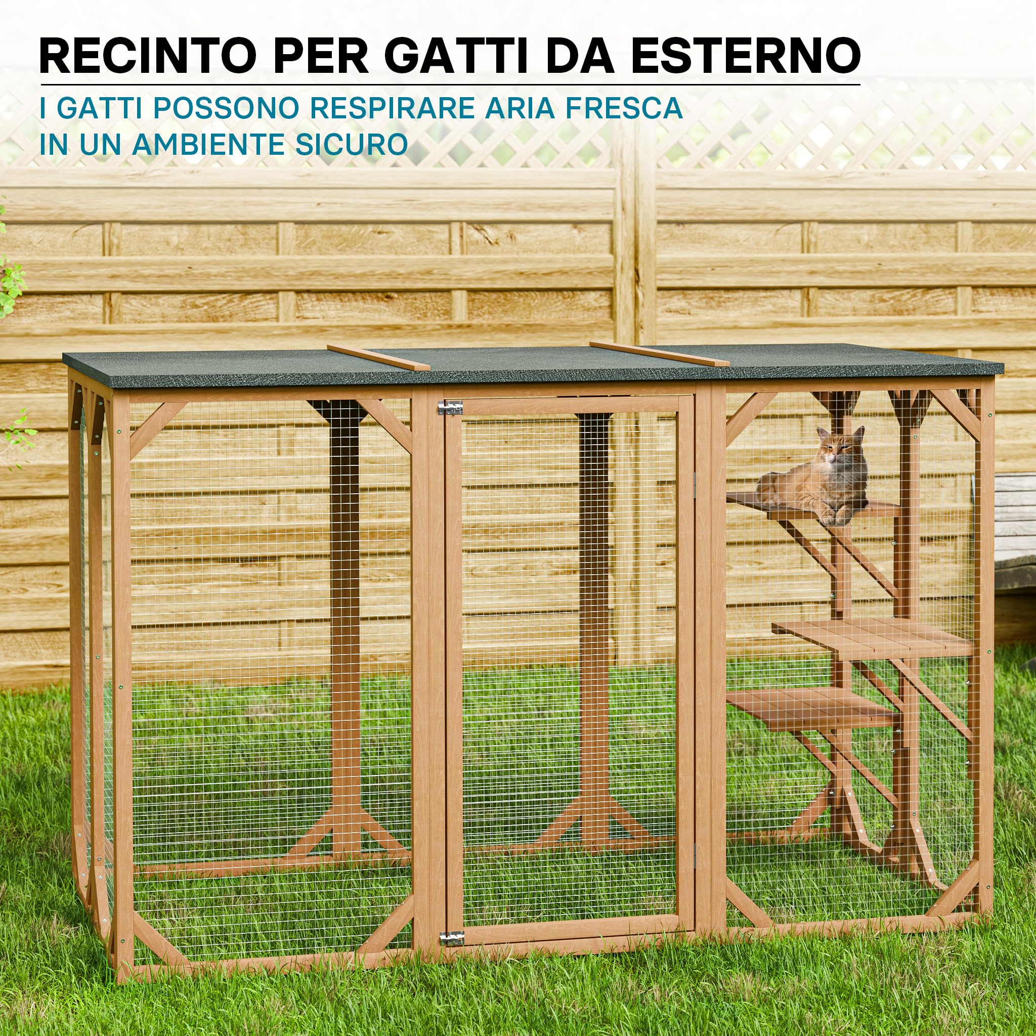 Wiltec Recinto gatti esterno 180x80x111,8 cm 3 piani