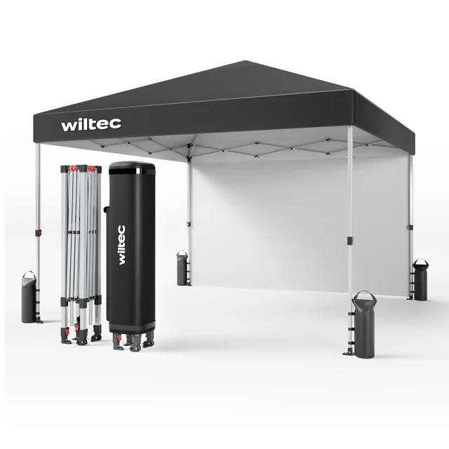 Wiltec gazebo pieghevole 3x3 m grigio con ruote