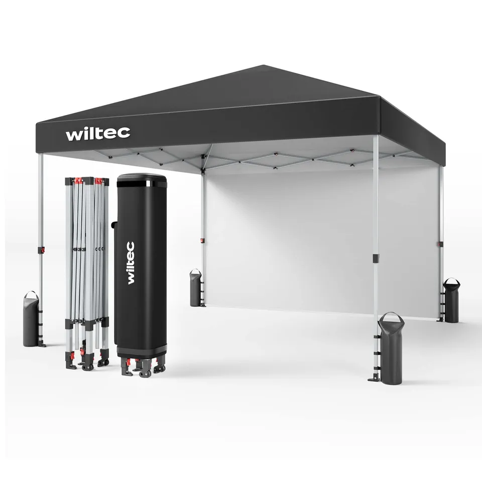 Wiltec gazebo pieghevole 3x3 m grigio con ruote