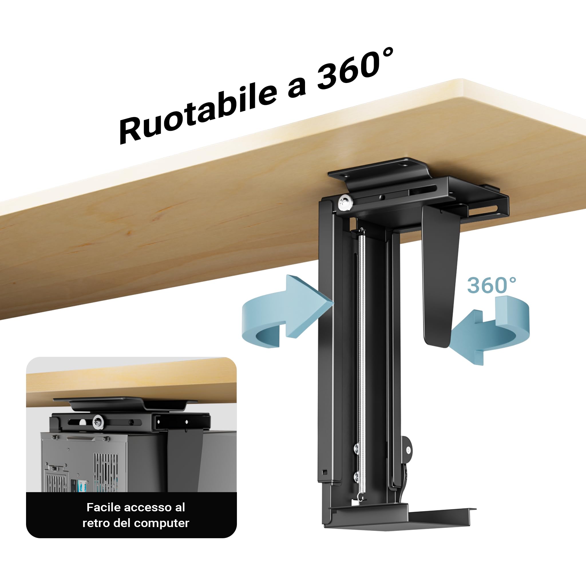 Wiltec Toboli Supporto PC Sotto Scrivania 10 kg Regolabile