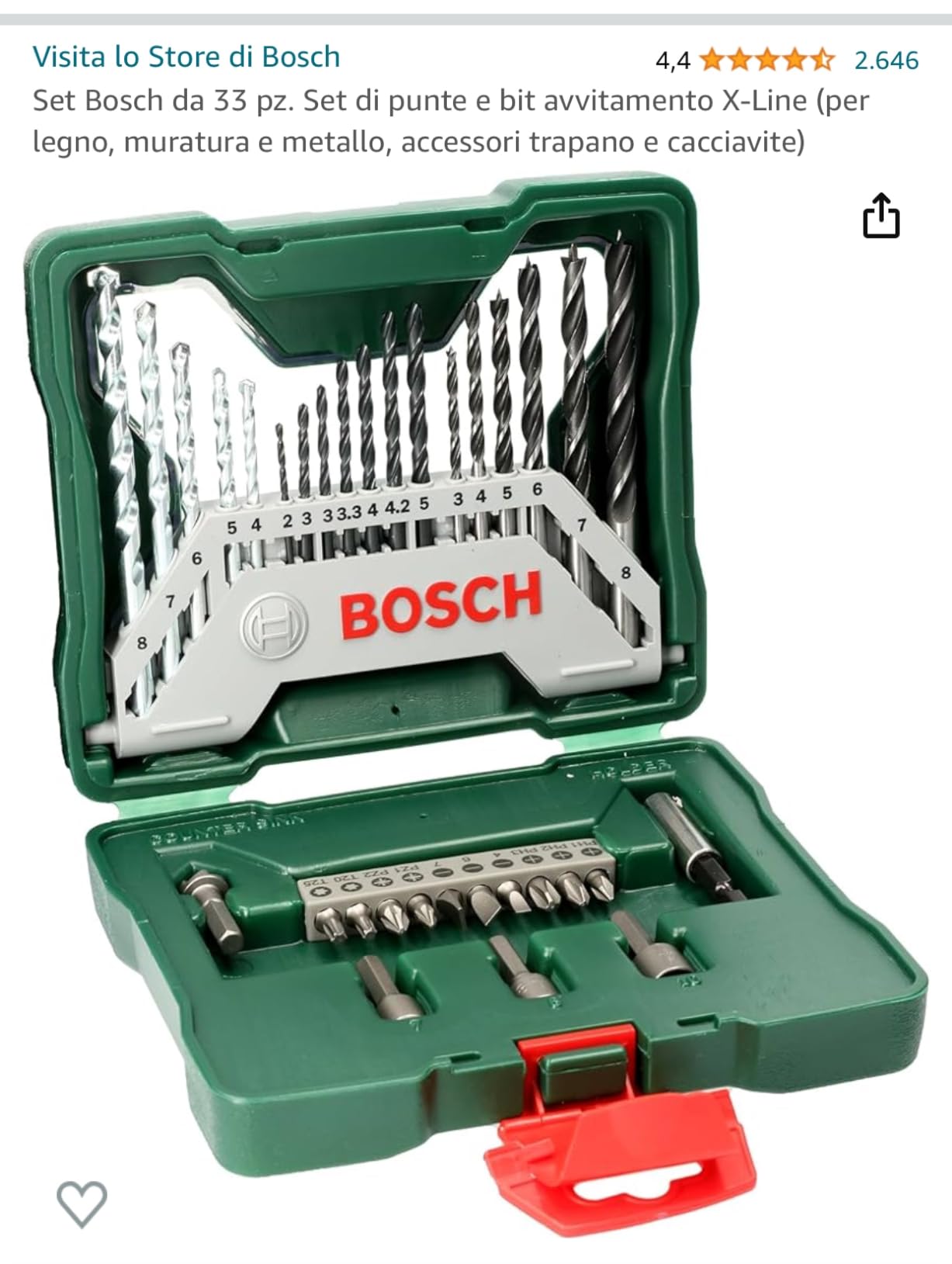 Bosch X-Line Set punte e bit 33 pezzi metallo legno muro