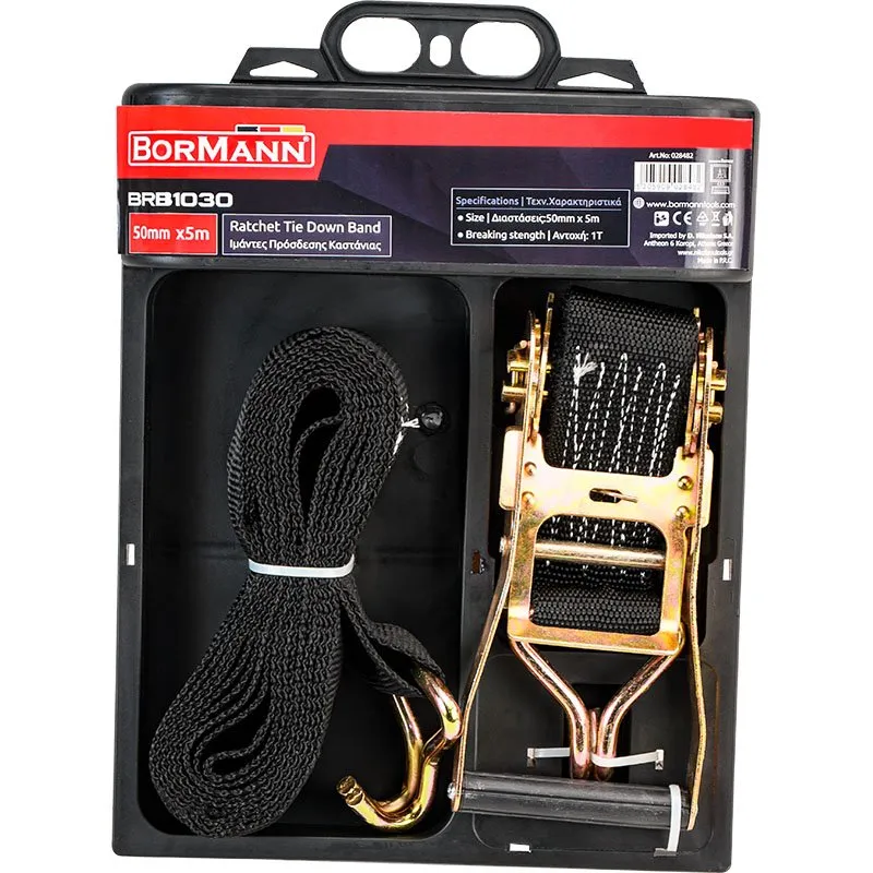 Bormann Cinghia ancoraggio cricchetto 50mm x 5m 1000kg