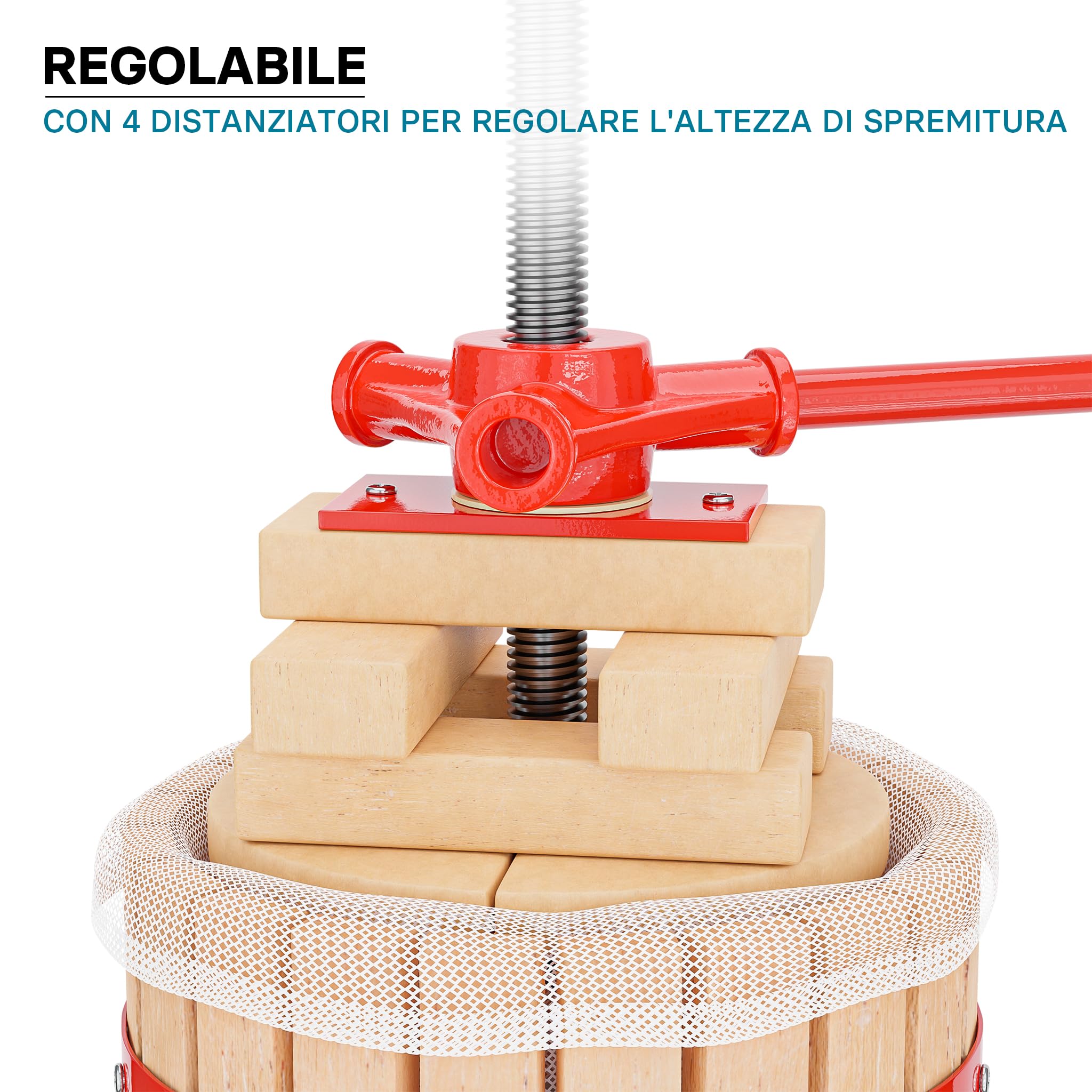 Wiltec Torchio Frutta 30 Litri Gabbia Legno con 3 Sacchi