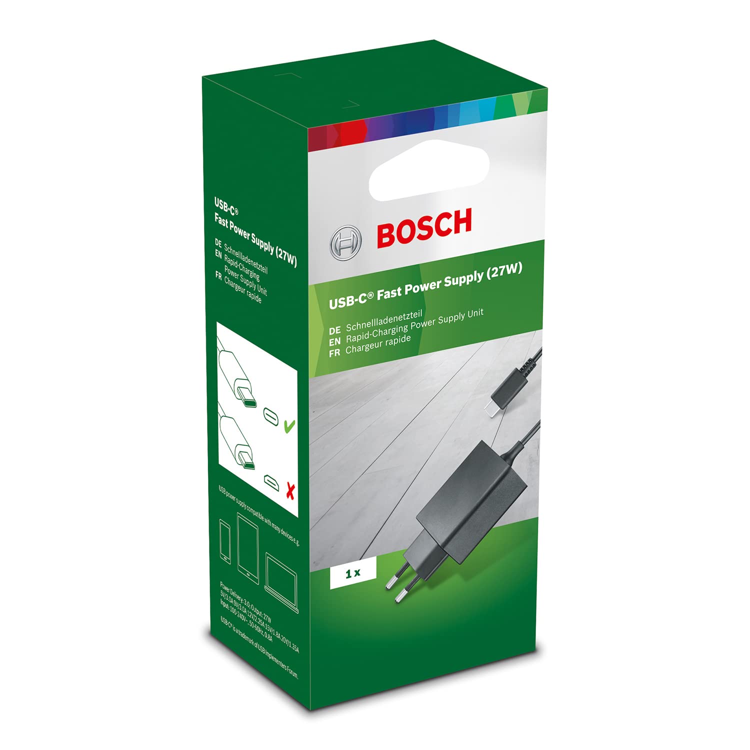 Bosch Home and Garden Caricabatteria Rapido USB-C 27W