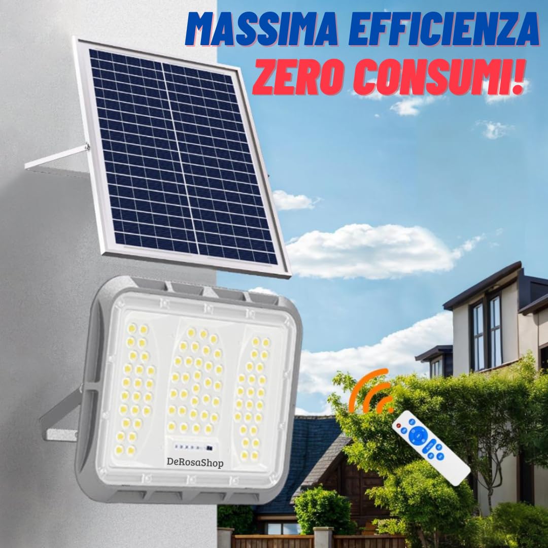 DE ROSA SHOP Faretto solare 600W 150 LED con sensore
