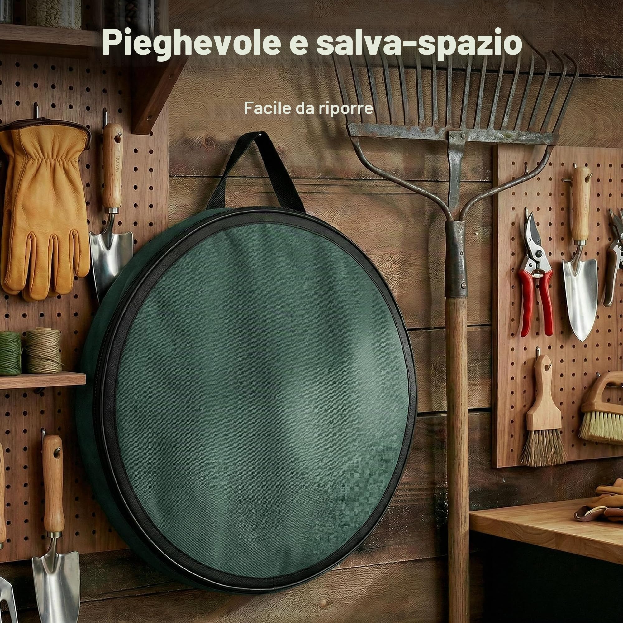 Wiltec sacchi foglie pop-up 100 L verdi 3 pezzi 600D