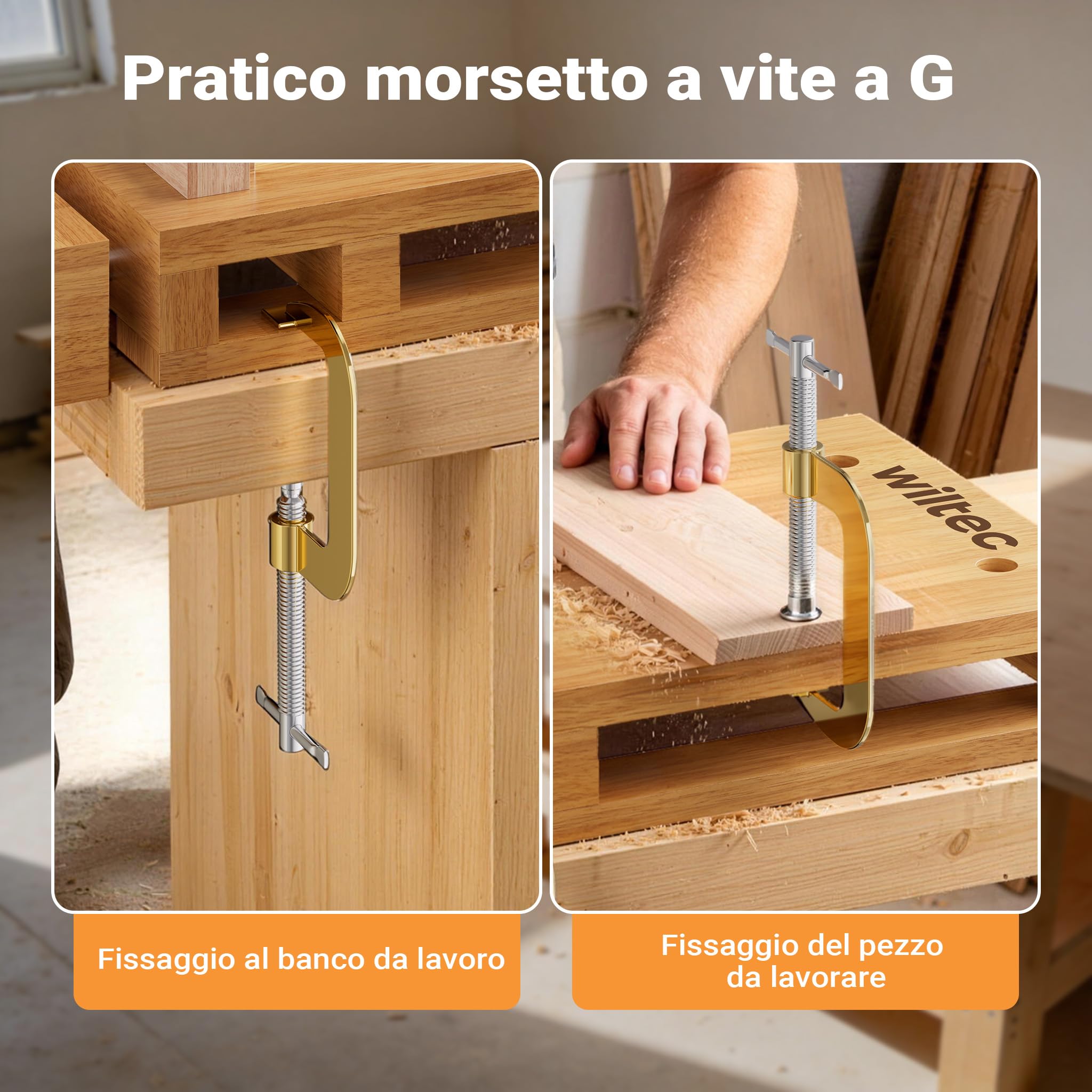 Wiltec Banco Lavoro Portatile Faggio 45,5 cm con Morsa