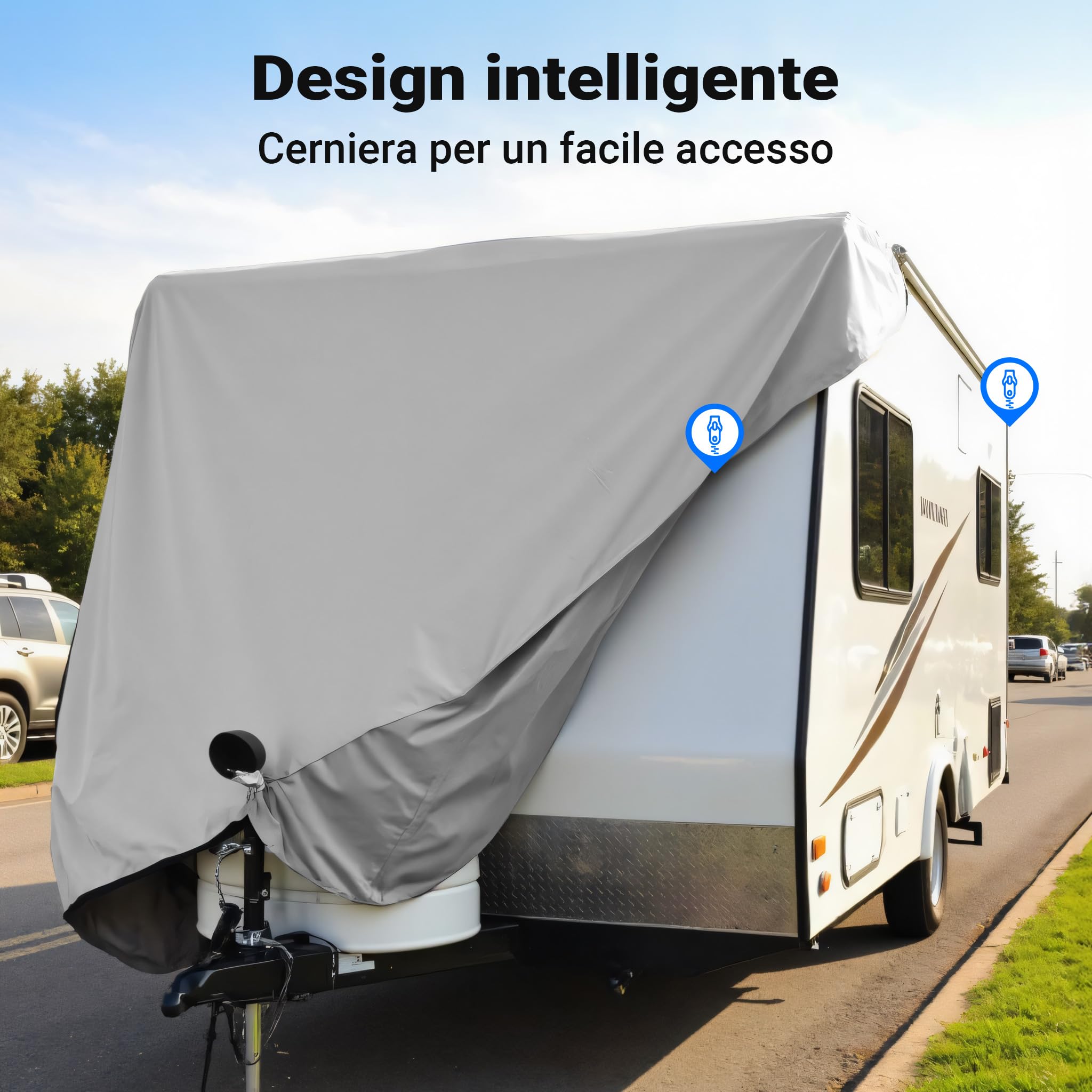 Wiltec Telo Copri Caravan 580x225x220cm da Esterno