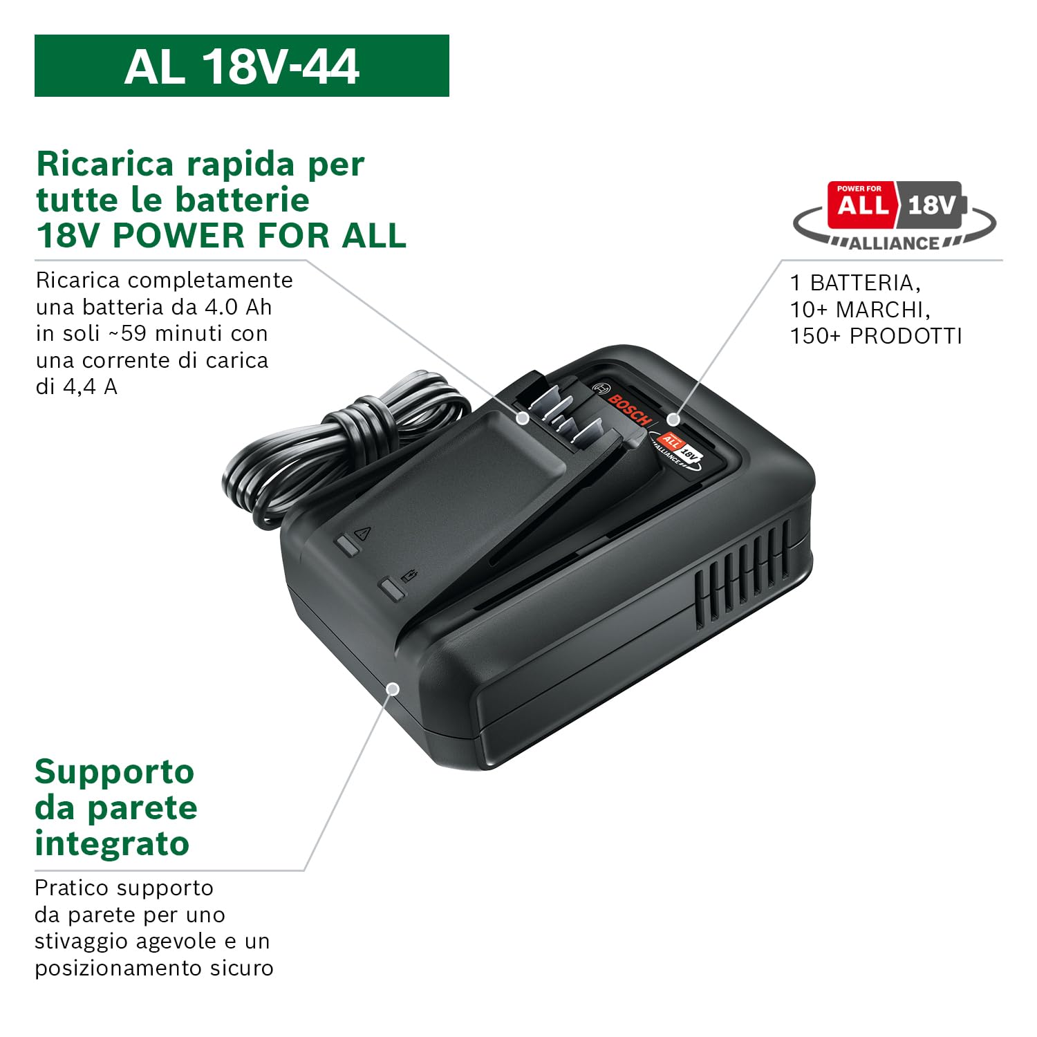 Bosch AL 18V-44 caricabatteria rapido 18V 4,4A