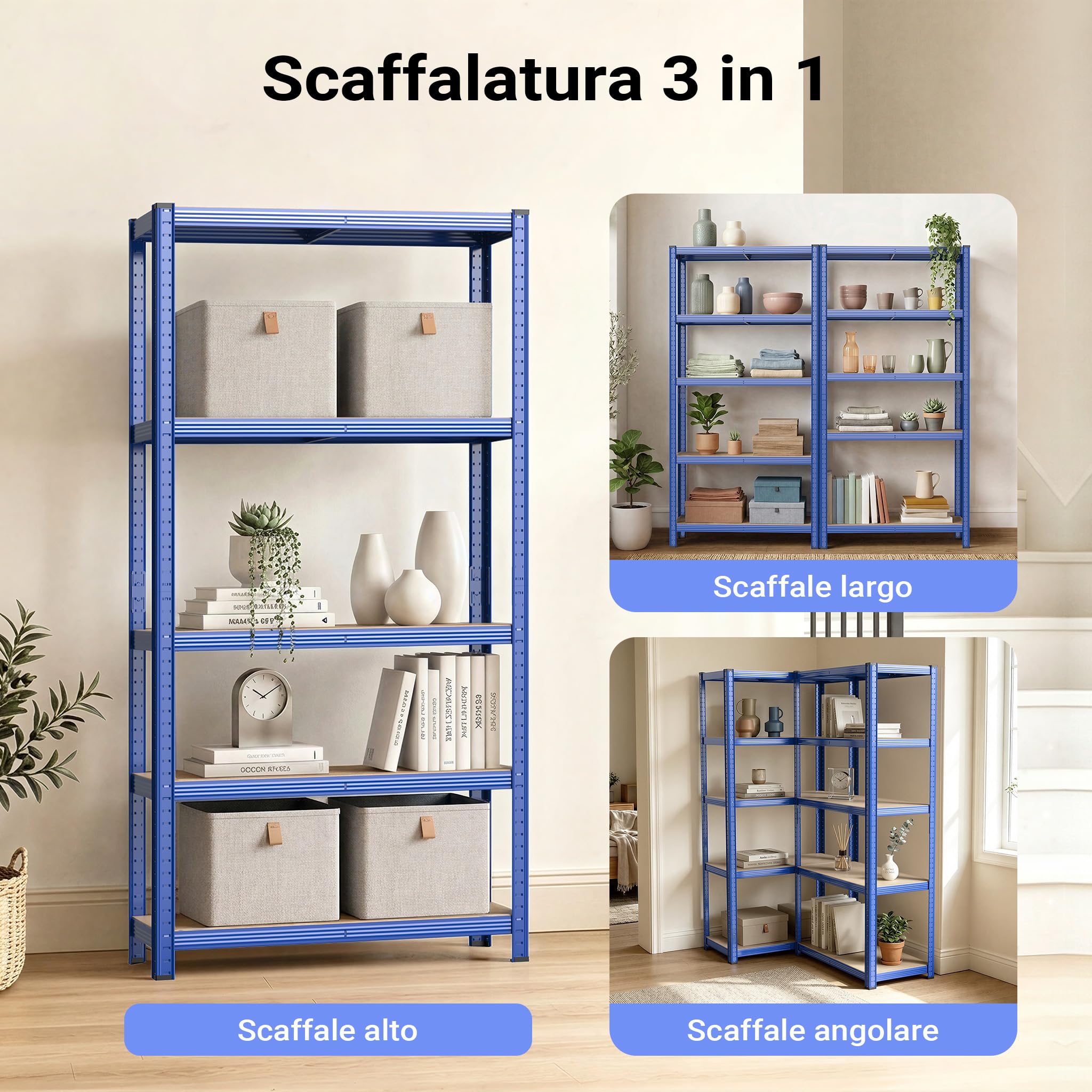 Wiltec Scaffale Carichi Pesanti Blu 120x60x204 cm 5 Ripiani
