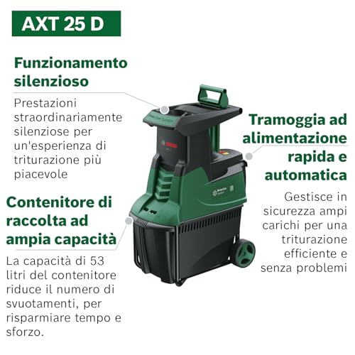 Bosch AXT 25 D Biotrituratore 2500W Rami 40 mm 53 L