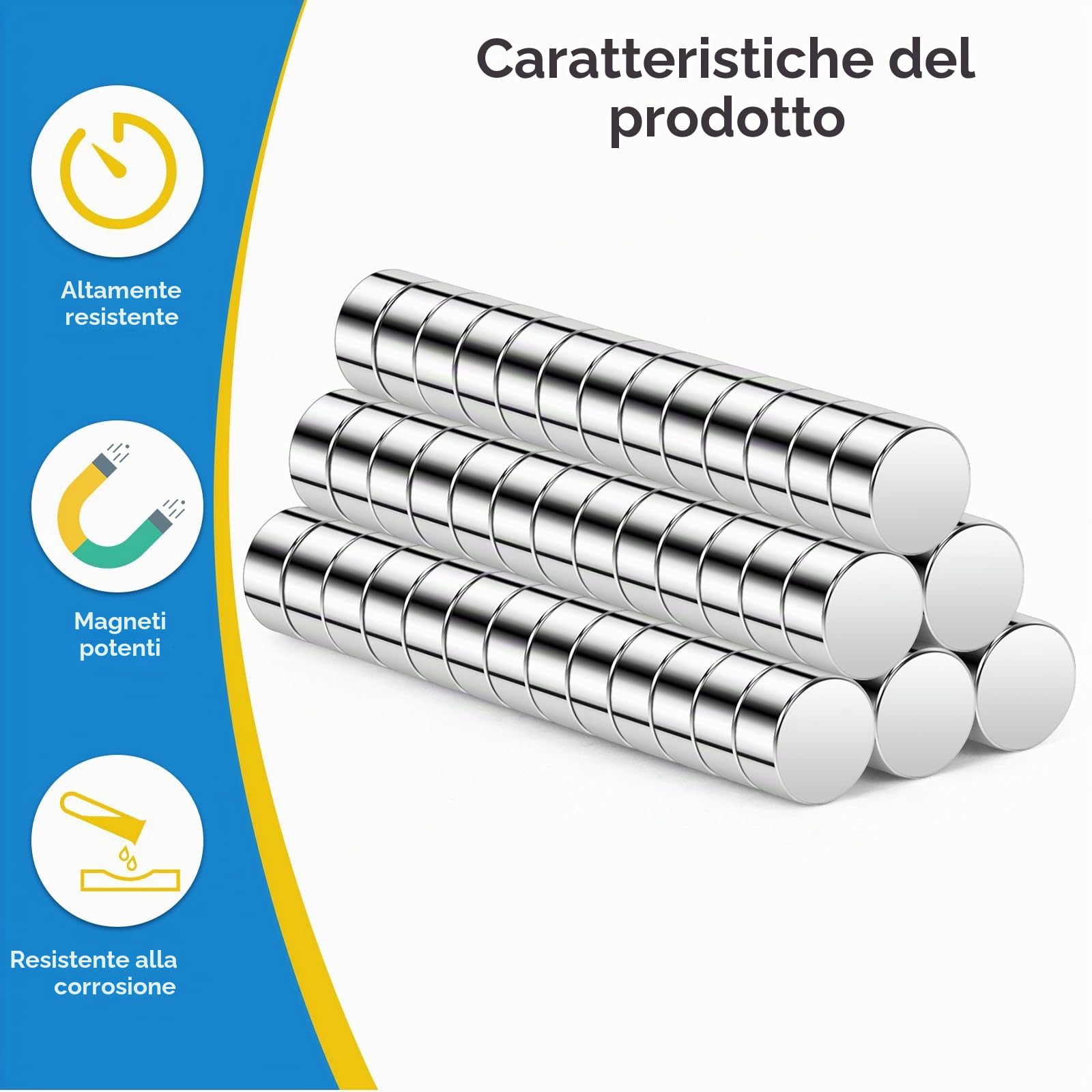 Wzone Magneti Neodimio 6x3mm 80 Pezzi forti